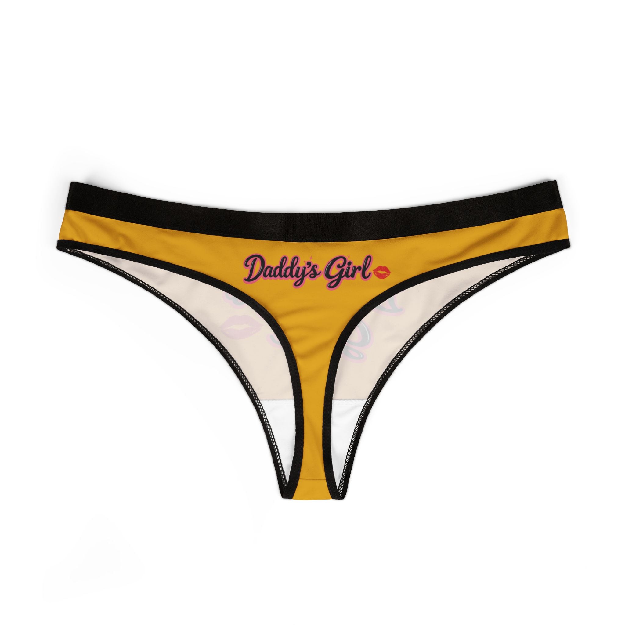 Women's Thong - "Daddy's Girl" Yellow Graphic Lingerie