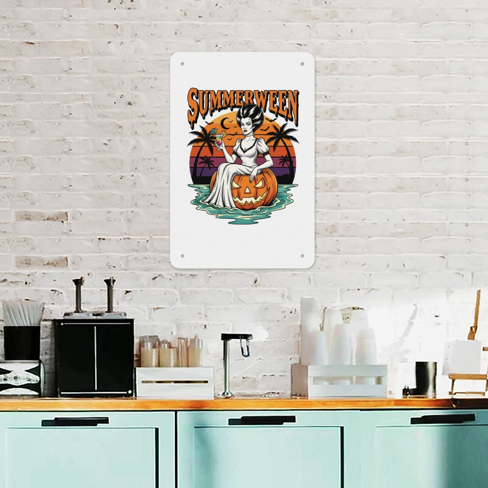 Summerween  The  Bride Tropical Halloween Metal Tin Sign  Made in USA