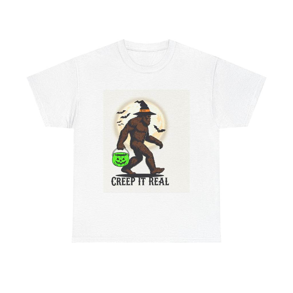 Bigfoot Halloween Unisex Tee - Full Moon and Bats Print