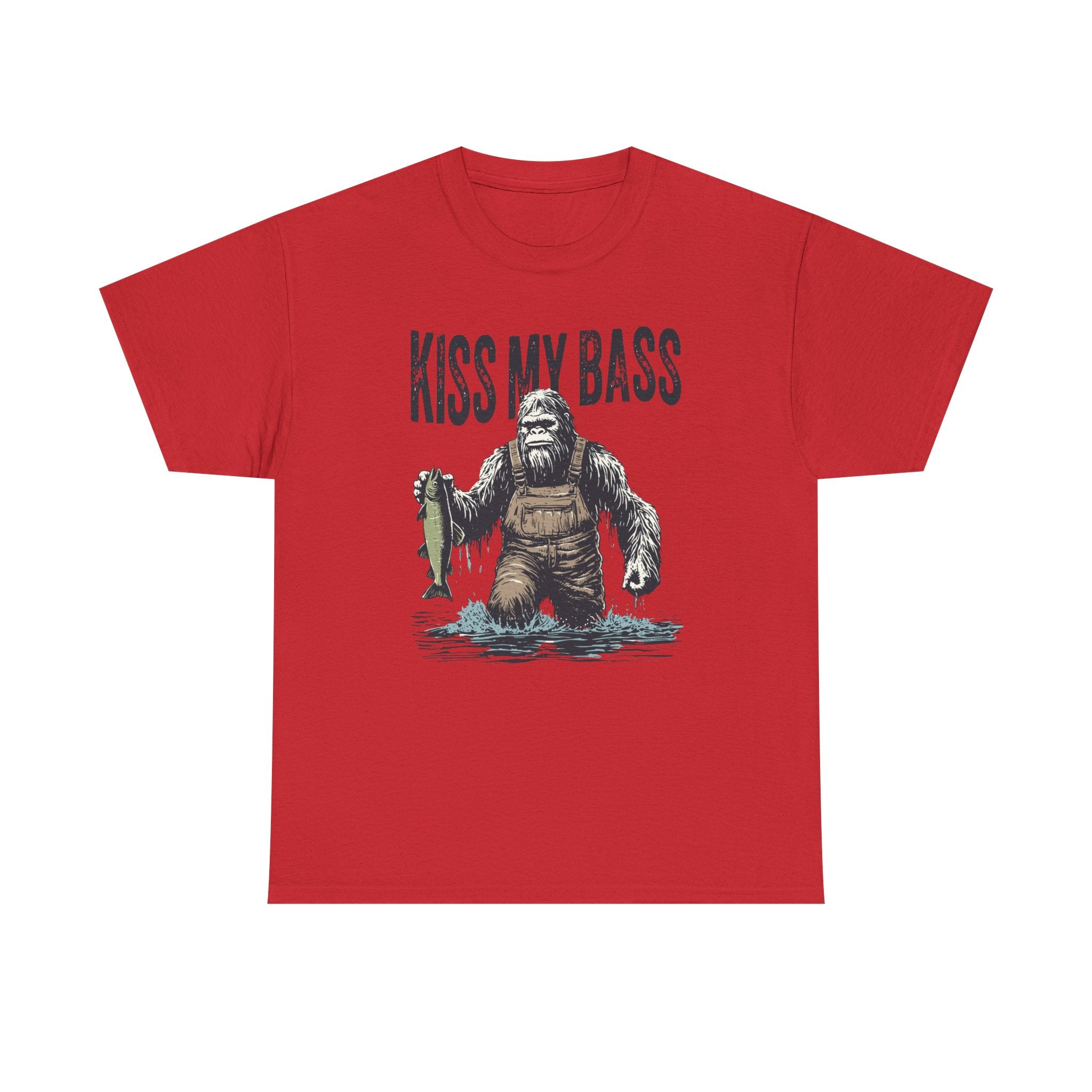 Kiss My Bass Bass Fishing T-Shirt — Funny Bigfoot Fisherman Graphic Tee