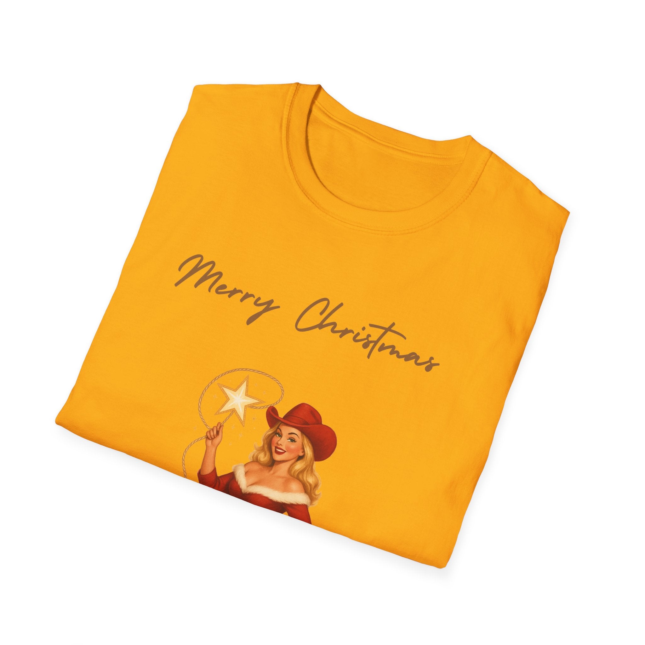 Christmas Cowgirl T-Shirt — "Merry Christmas" Pinup Holiday Tee