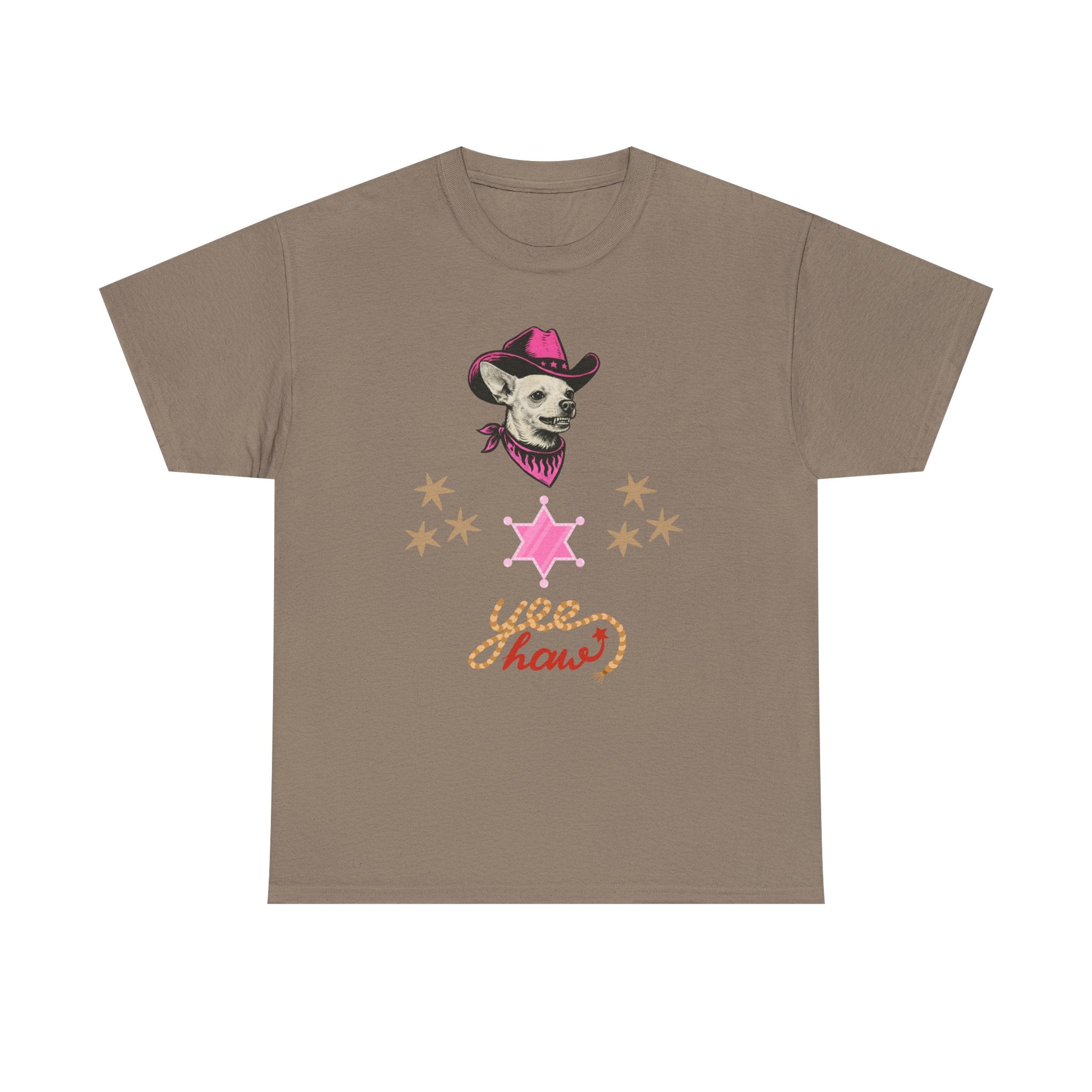 Cowgirl Dog T-Shirt — 'Yee Haw' Chihuahua in Pink Cowboy Hat    Trendy TShirt CoCo
