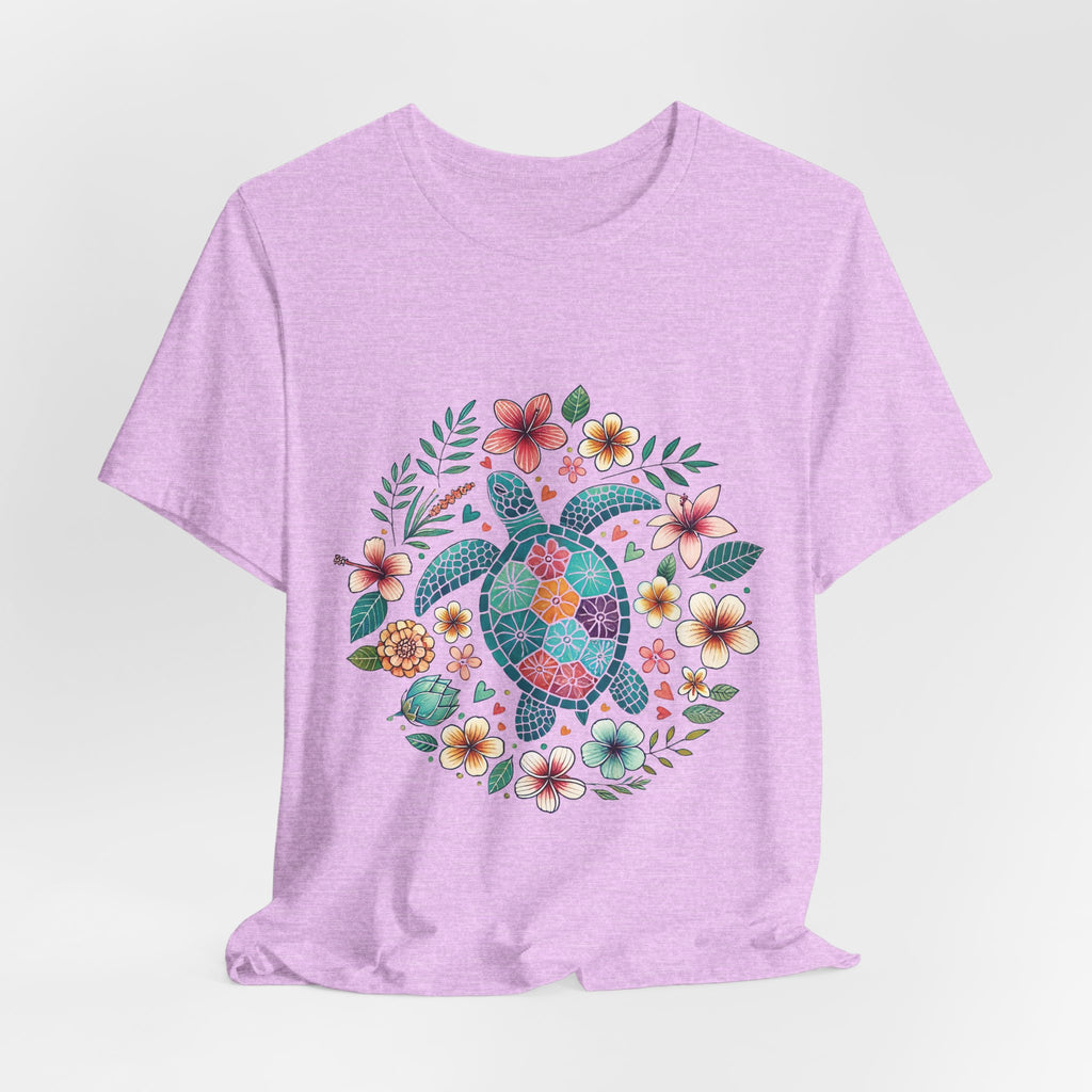 Floral Mosaic Sea Turtle T-Shirt — Tropical Beach Boho Tee