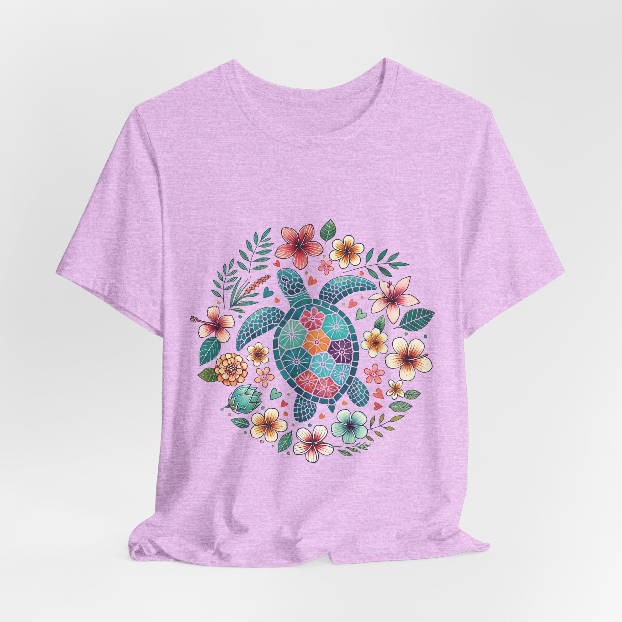 Floral Mosaic Sea Turtle T-Shirt — Tropical Beach Boho Tee