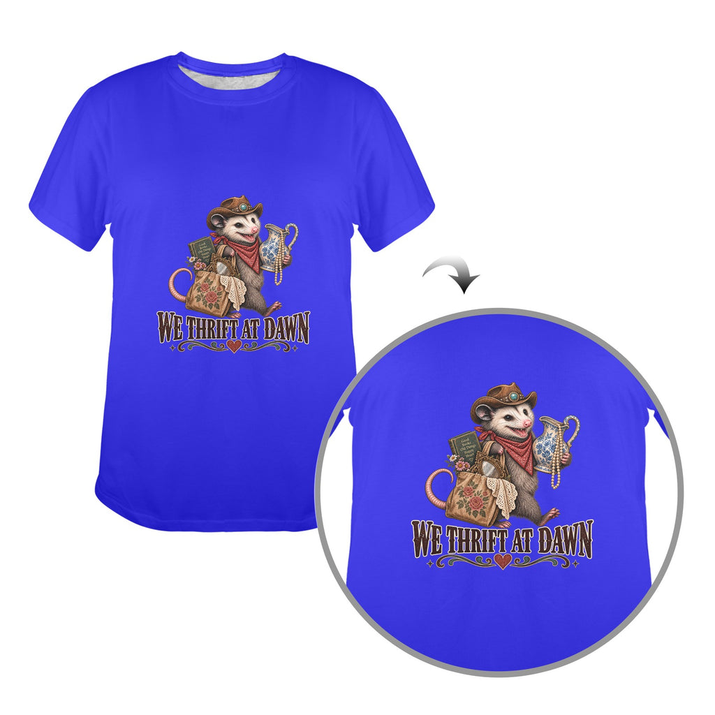 Pete’s Western Tee – We Thrift at Dawn | Funny Possum Shirt | Thrifting T-Shirt | Western Graphic Tee | Thrift Lover Gift