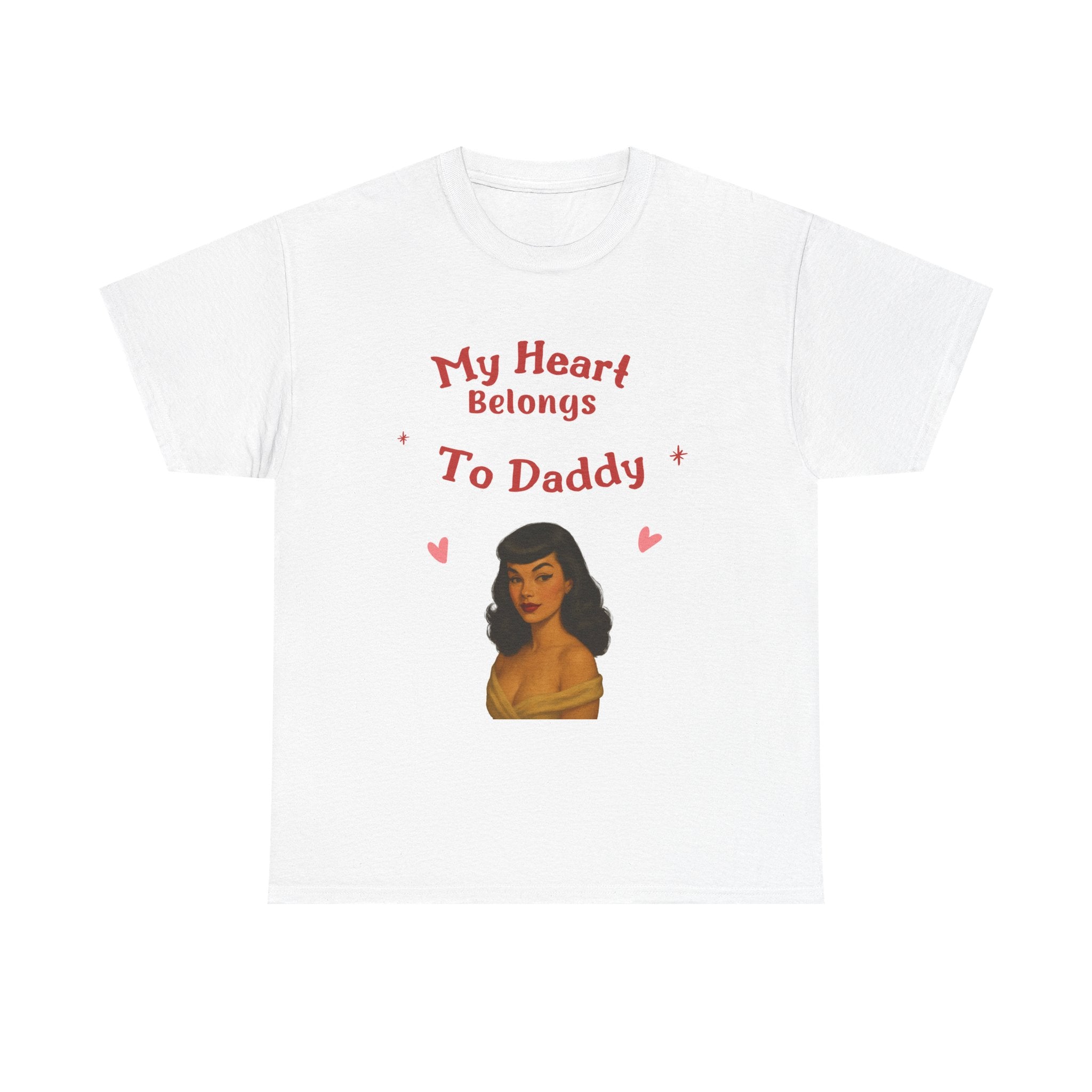 Unisex Cotton Tee - My Heart Belongs To Daddy, Cute Gift for Dads, Father's Day Tee, Casual Fathers Day Apparel, Birthday Gift Shirt, [...]