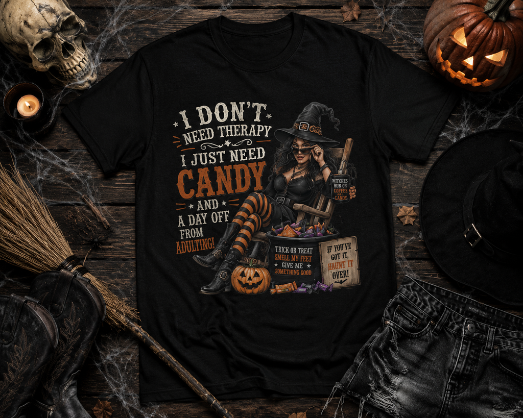 Wolf Hill Ranch™ Candy Queen Funny Halloween Witch T-Shirt