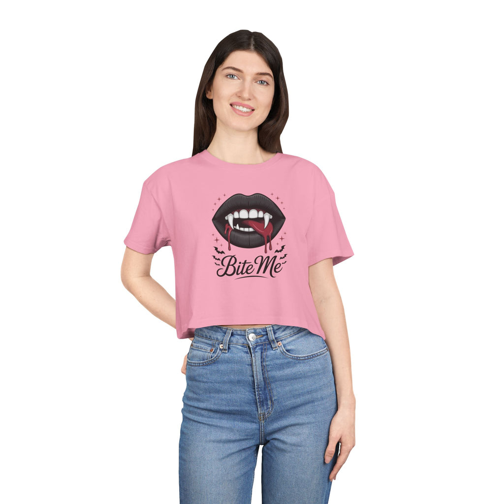 Bite Me  Women's Gothic Vampire Crop Tee