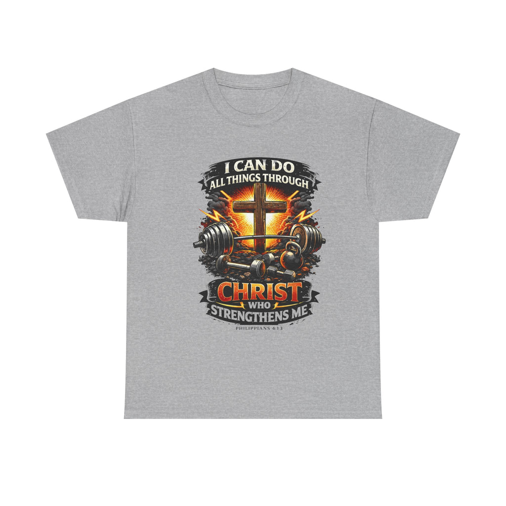 Christian Gym T‑Shirt – "I Can Do All Things Through Christ Who Strengthens Me" Faith & Fitness Tee