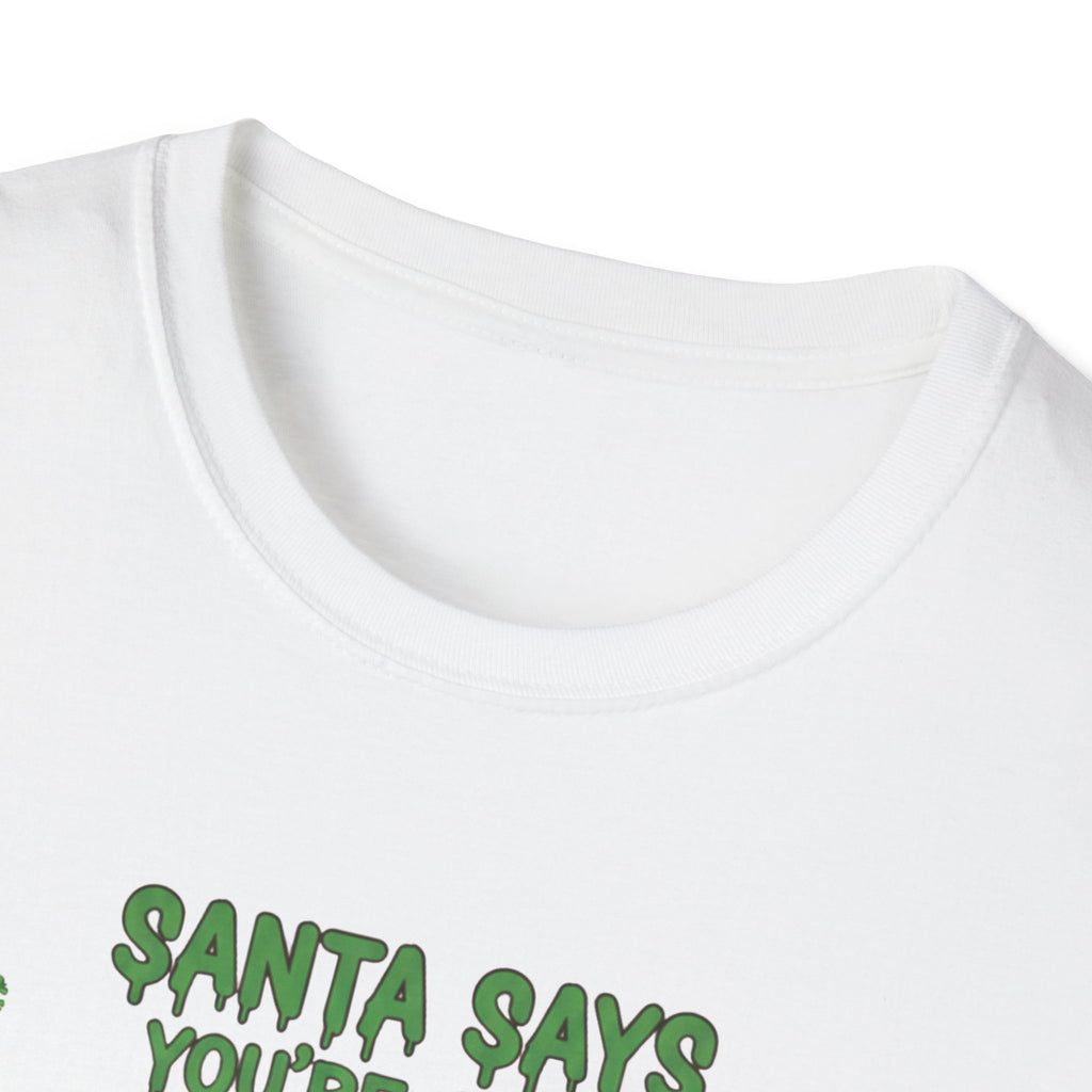 Naughty List Christmas T-Shirt — Santa with Dog Holiday Tee