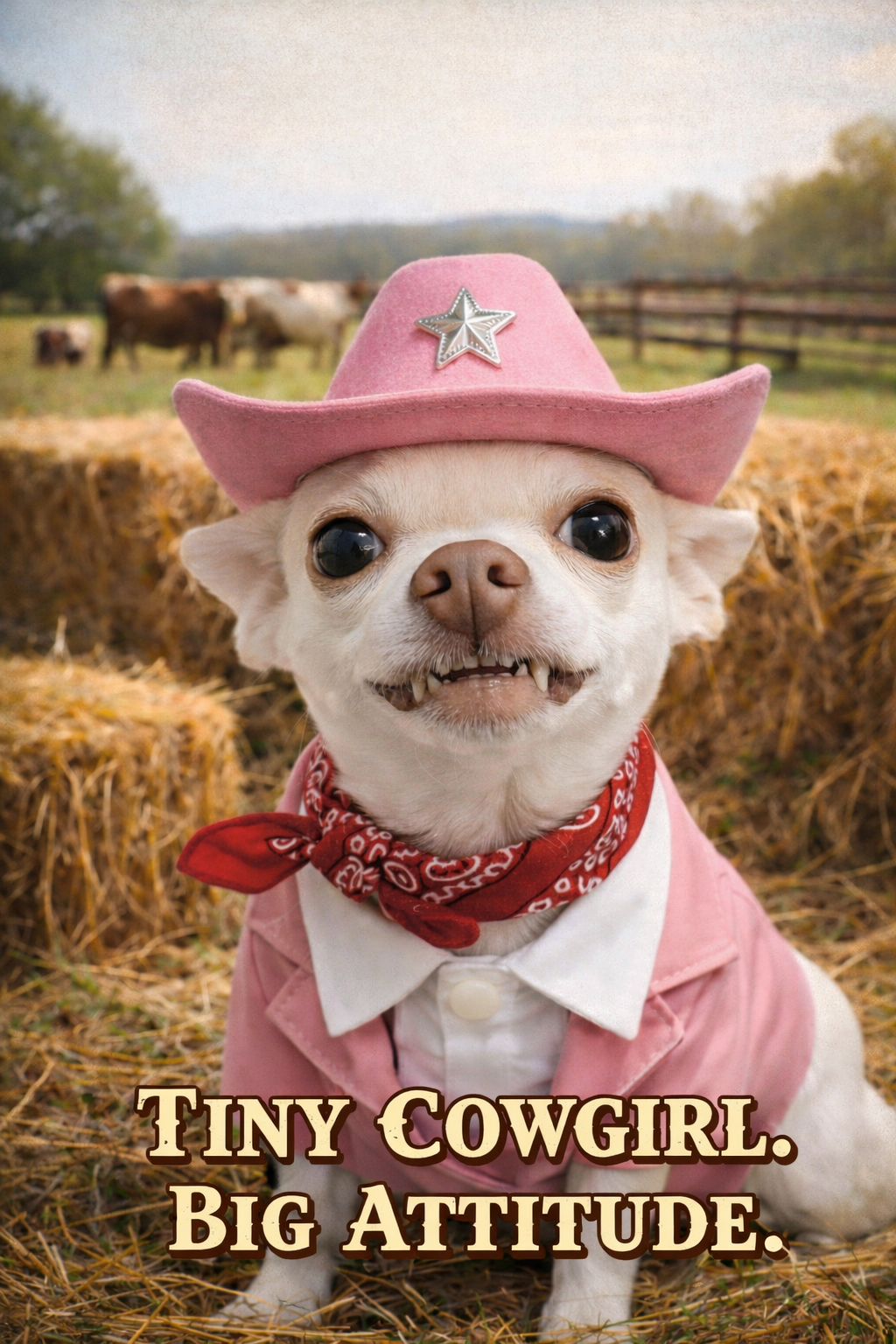 Coco "Trouble" – Rockstar Cowgirl Pup | Framed Canvas Print 11"x14"Coco "Trouble" – Rockstar Cowgirl Pup |