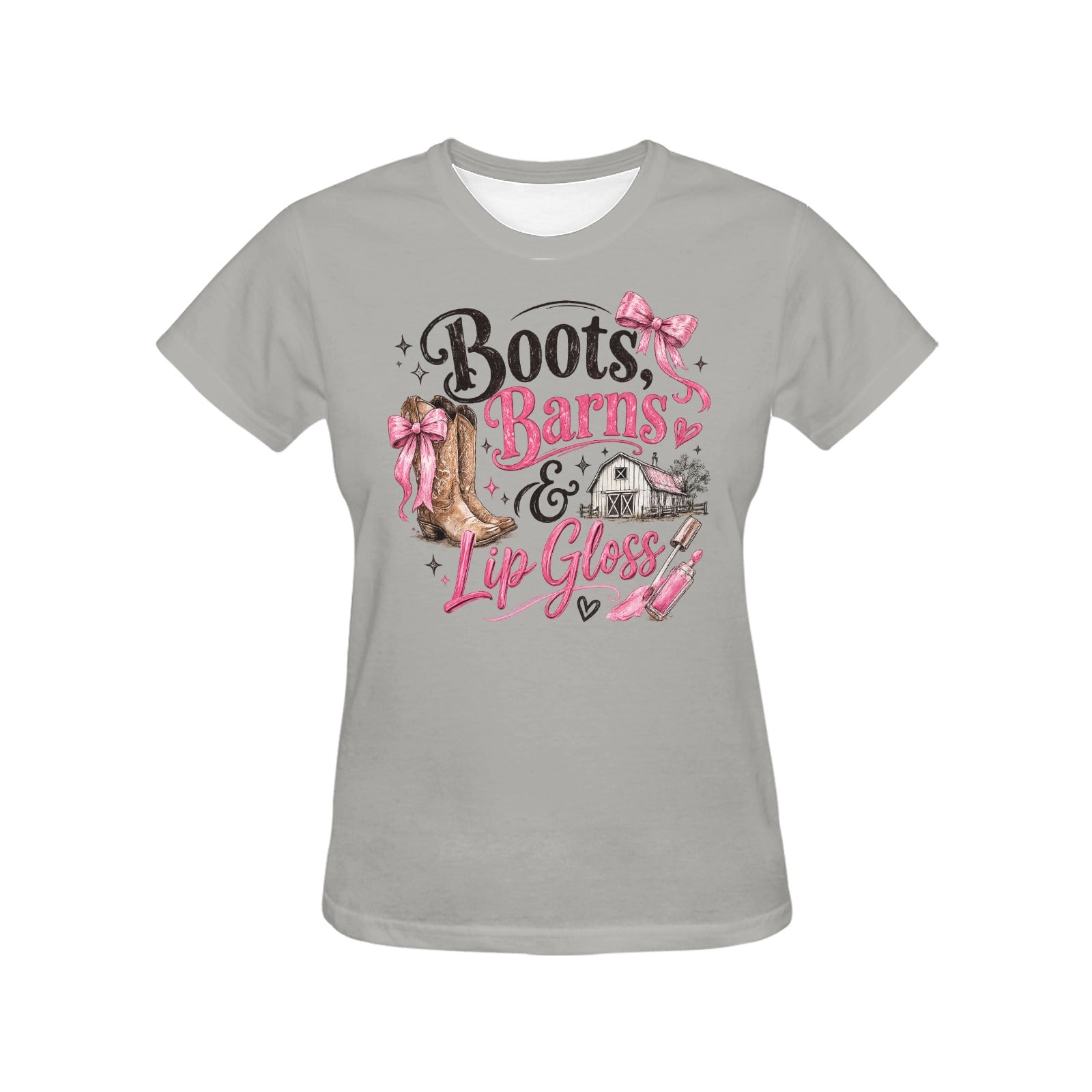 Women's Boots, Barns and Lip Gloss T-shirt