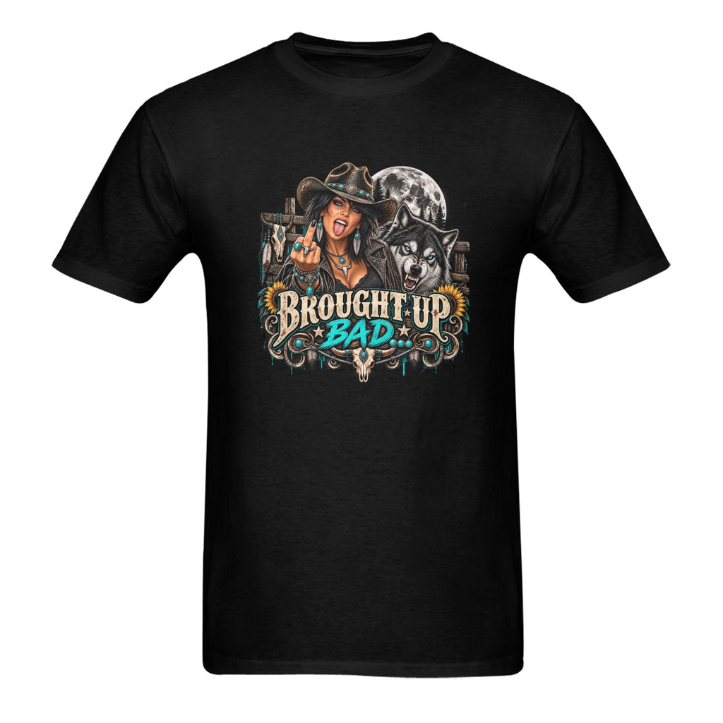 Brought Up Bad Unisex T-Shirt – Rebel Cowgirl & Wolf Western Graphic Tee