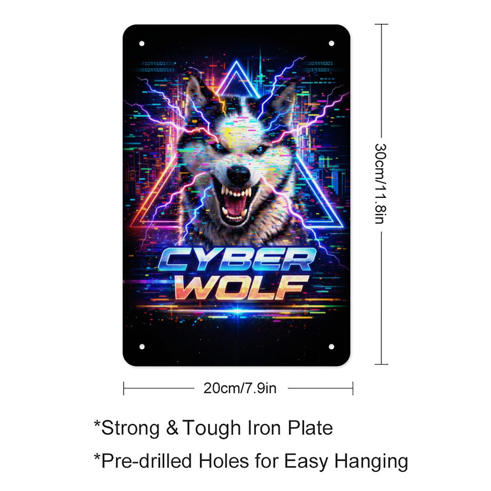 Cyber Wolf Hercules of Wolf Hill Ranch Neon Metal Tin Sign Made in USA
