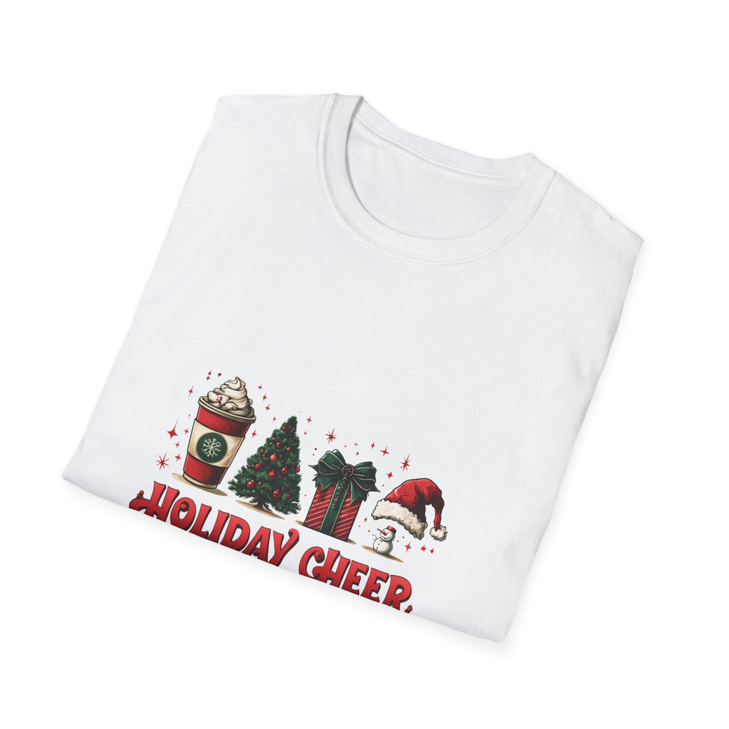Holiday Cheer T-Shirt | Unisex Softstyle, Christmas Tee, Festive Shirt, Gift for Him/Her, Seasonal Apparel