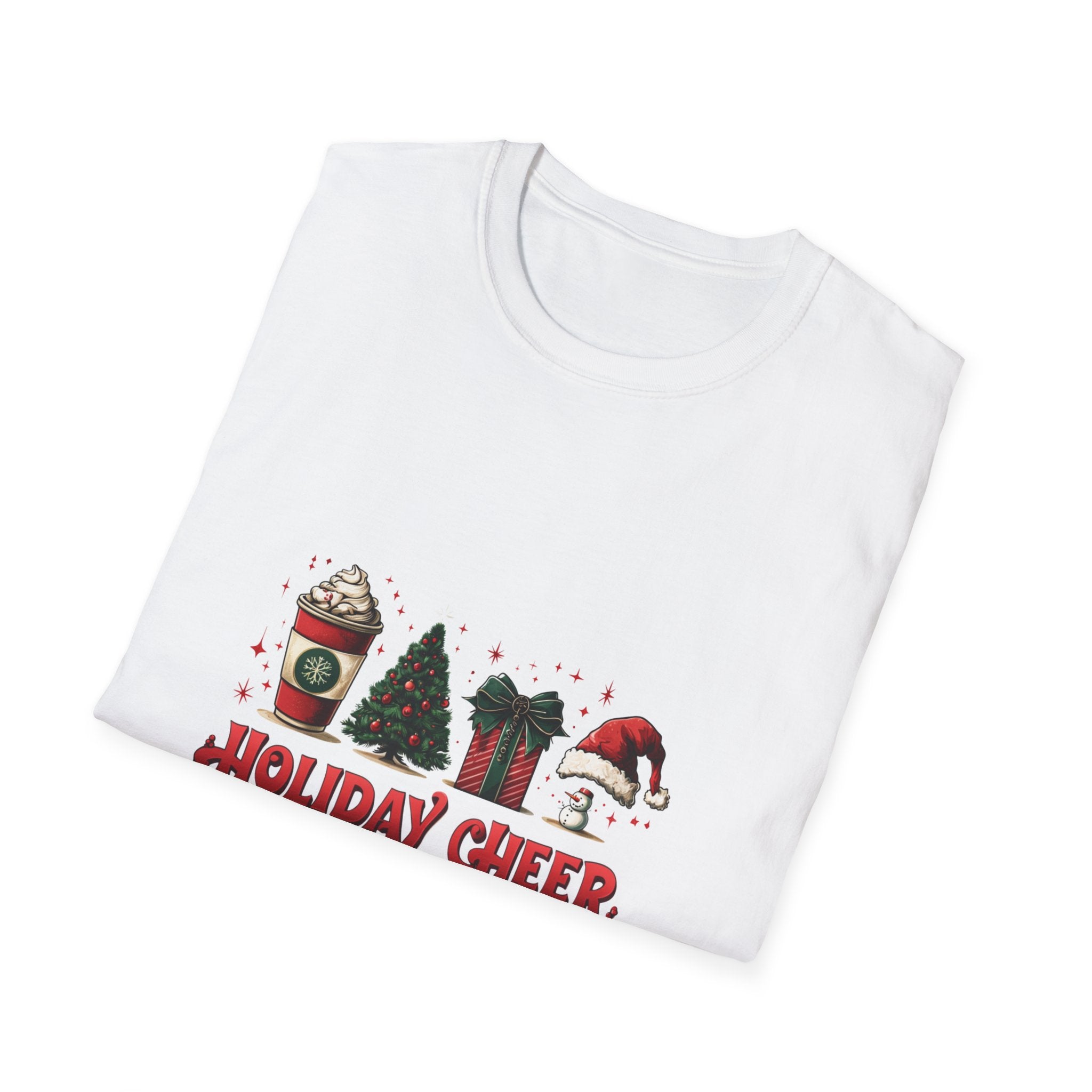 Holiday Cheer T-Shirt | Unisex Softstyle, Christmas Tee, Festive Shirt, Gift for Him/Her, Seasonal Apparel