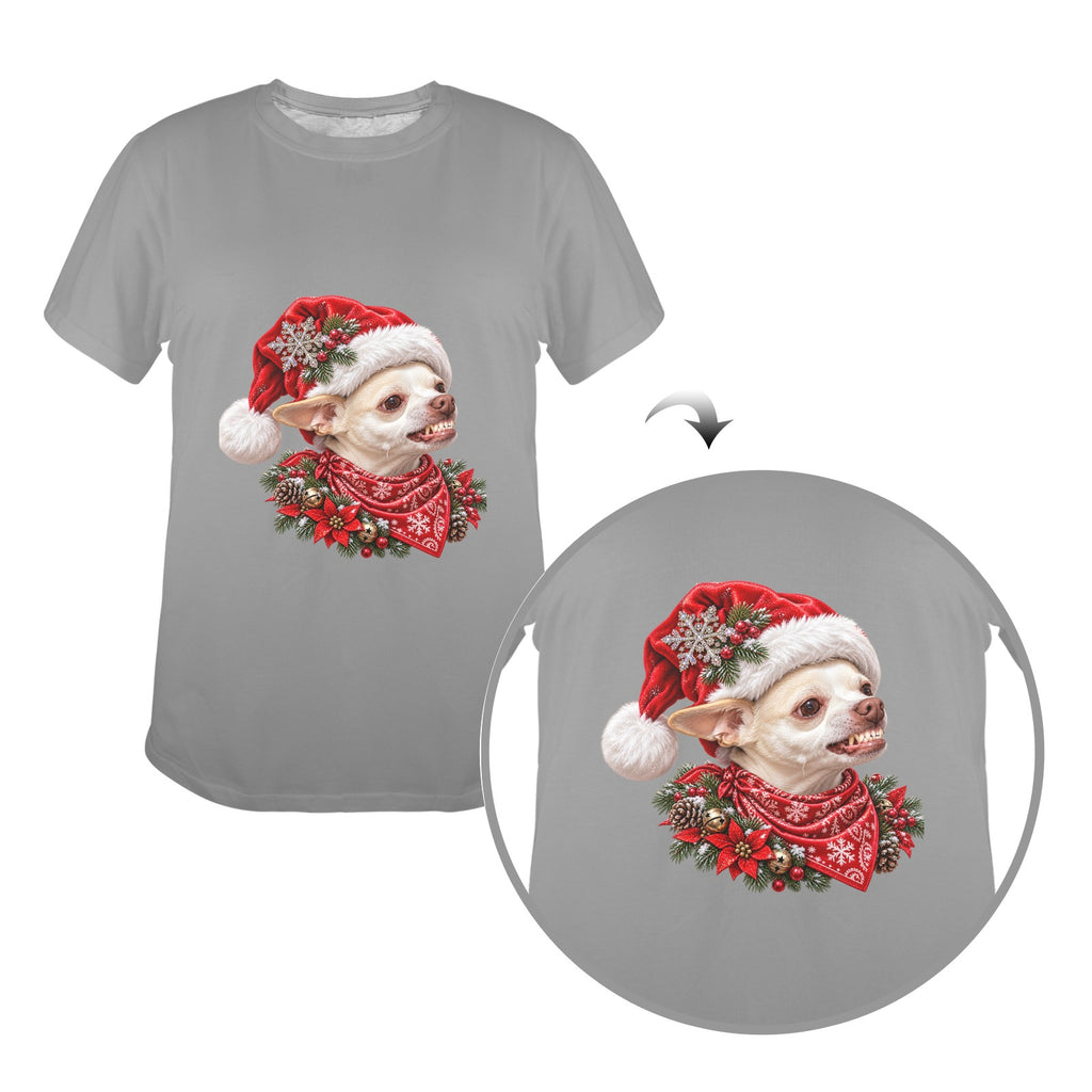 Coco Christmas Women’s T-Shirt – Cute Chihuahua Santa Hat Western Holiday Tee