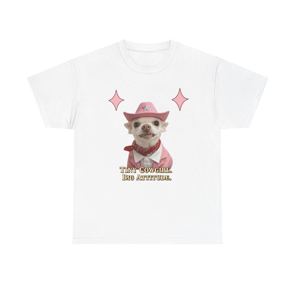 Coco the Chihuahua Cowgirl T-Shirt — "Tiny Cowgirl, Big Attitude"