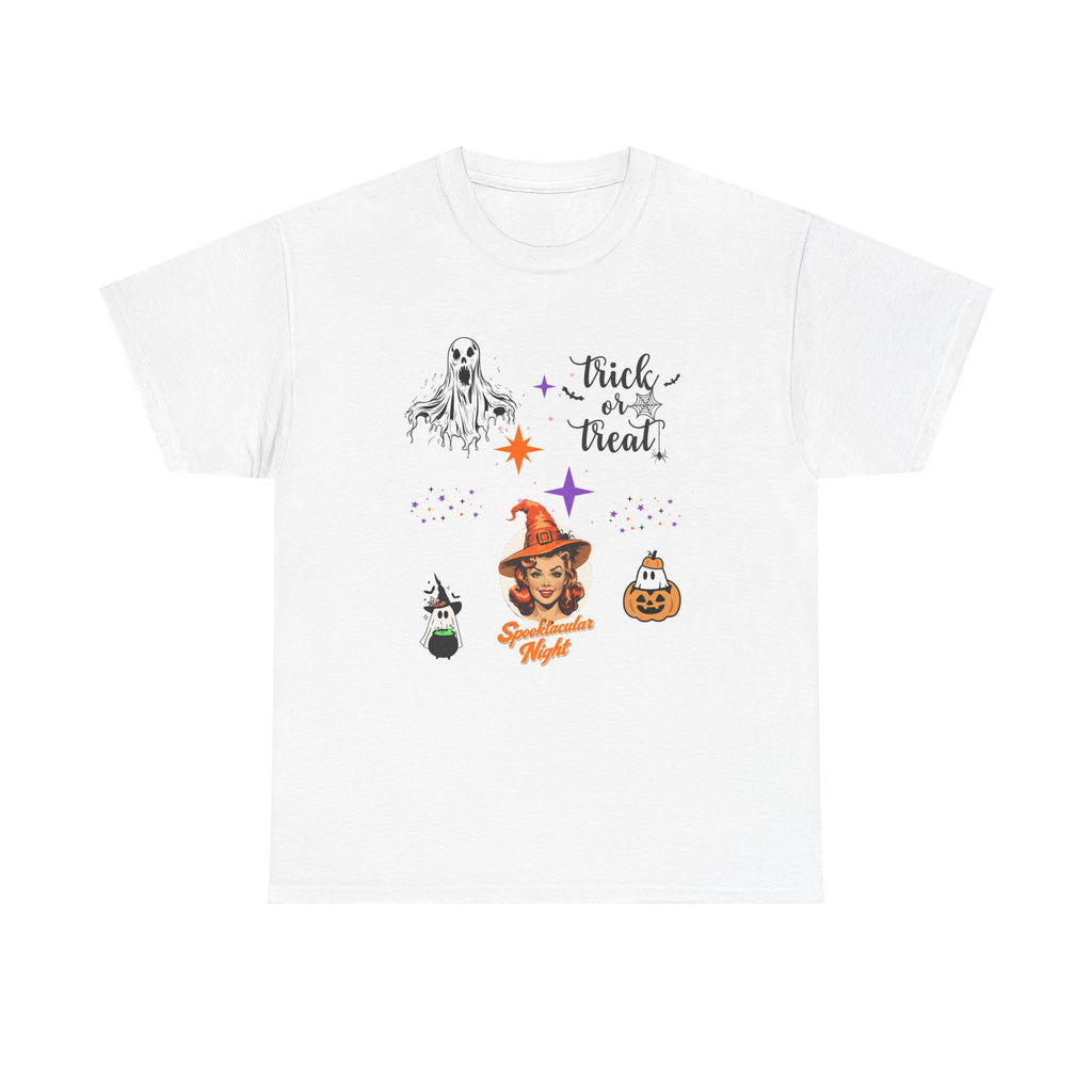 Halloween Themed Tee, Unisex Heavy Cotton Tee, Trick or Treat Shirt, Spooky Halloween Apparel, Casual Fall Fashion