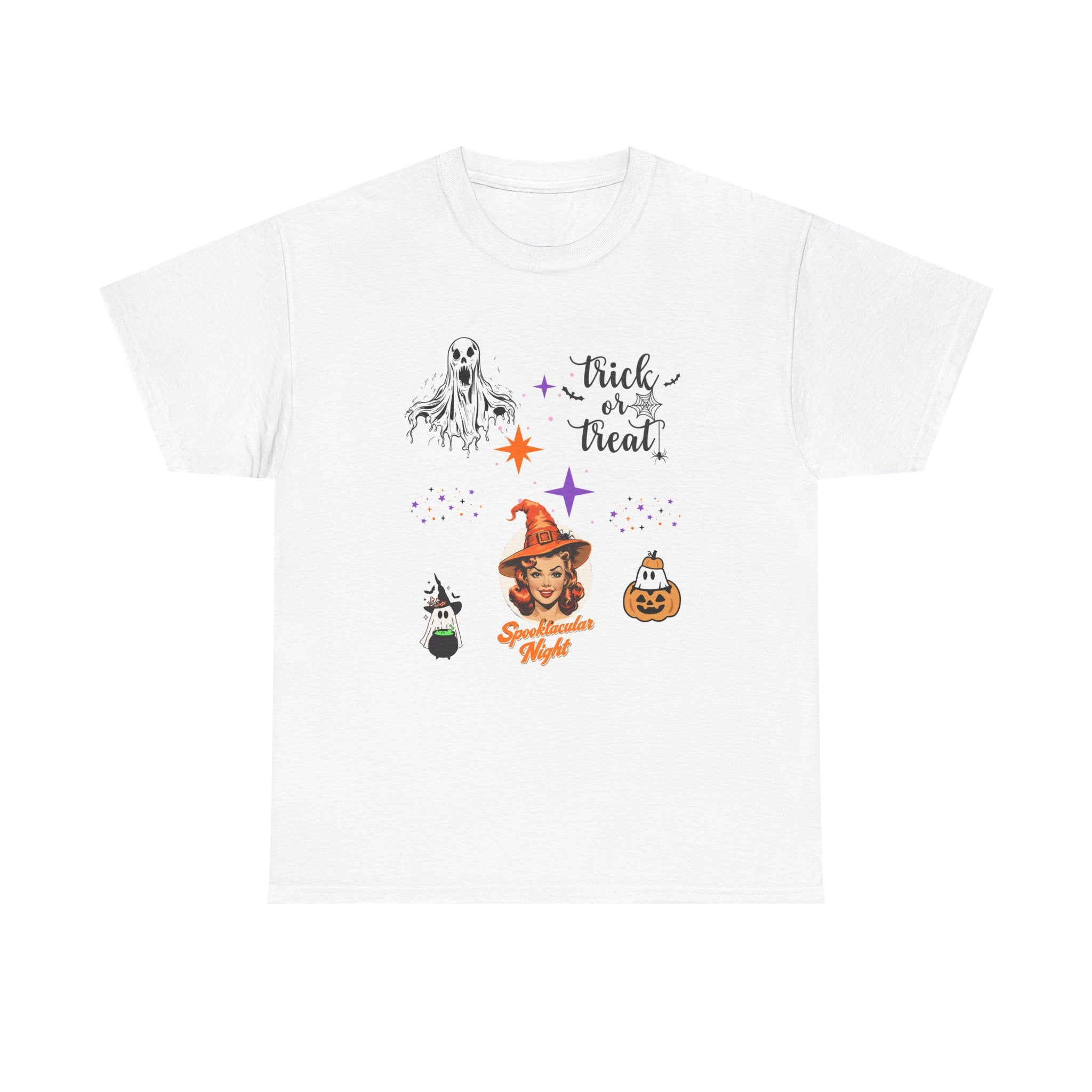 Halloween Themed Tee, Unisex Heavy Cotton Tee, Trick or Treat Shirt, Spooky Halloween Apparel, Casual Fall Fashion