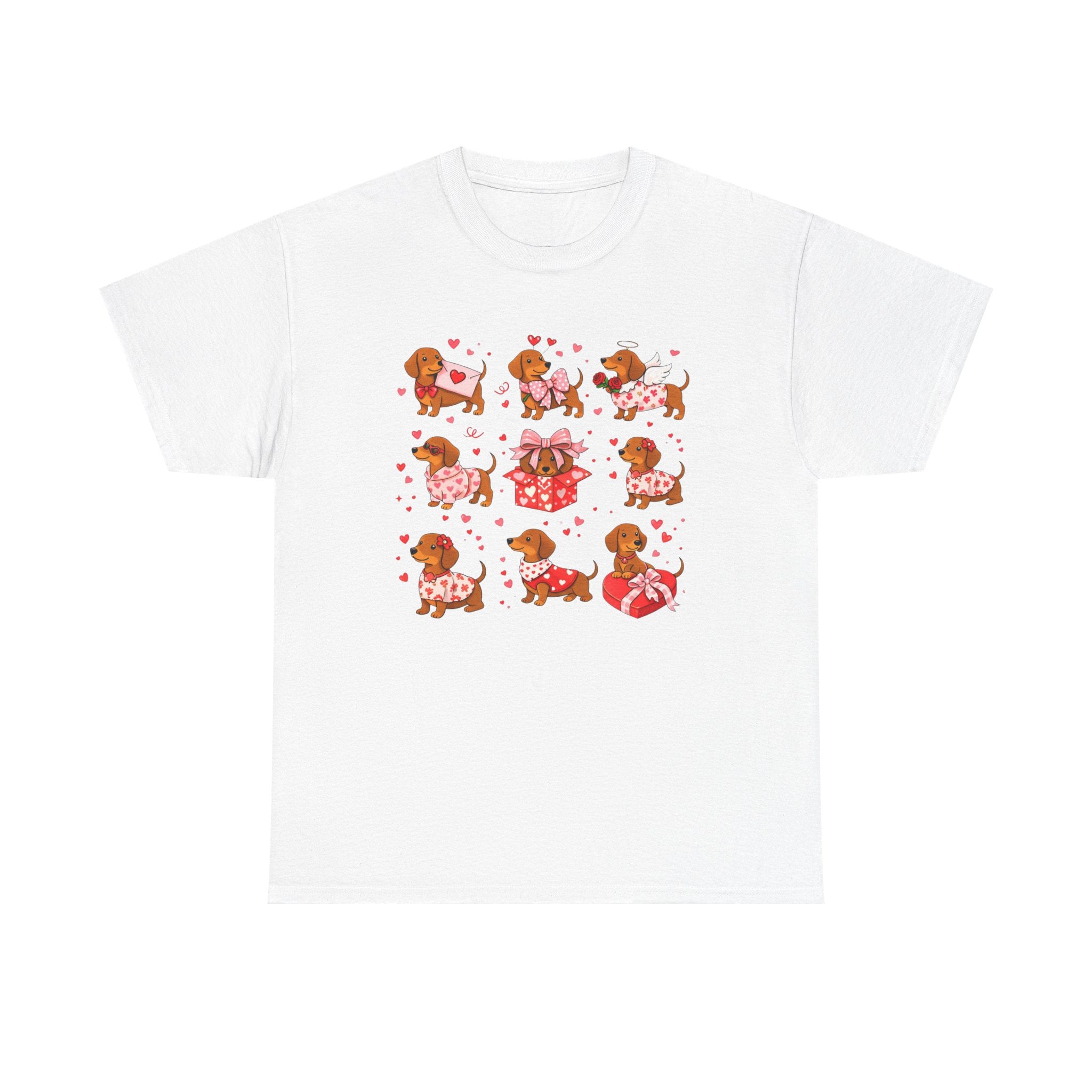 Dachshund Valentine T-Shirt — Cute Puppy Hearts Graphic Tee