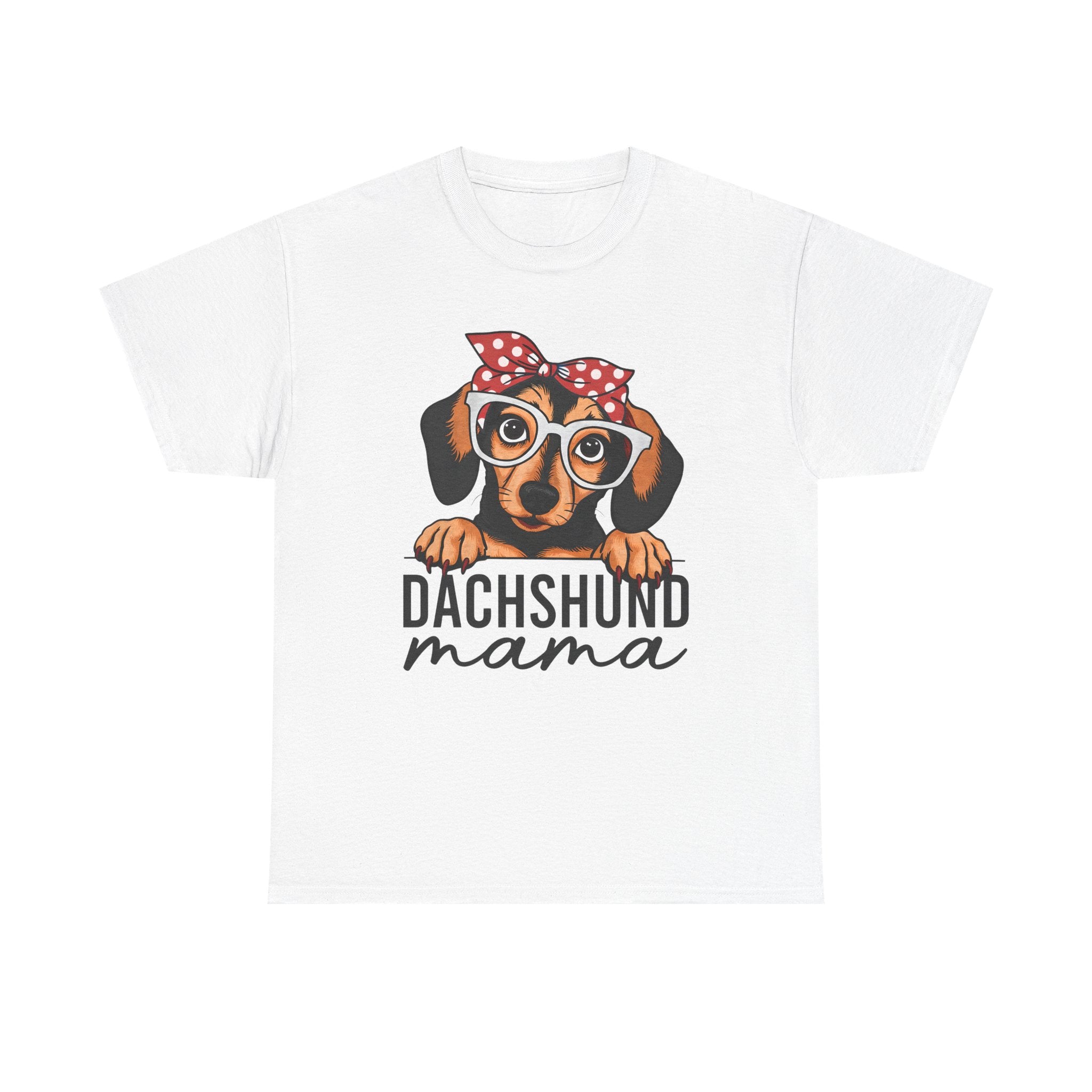Dachshund Mama T-Shirt — Cute Dog Mom Tee with Glasses & Bandana