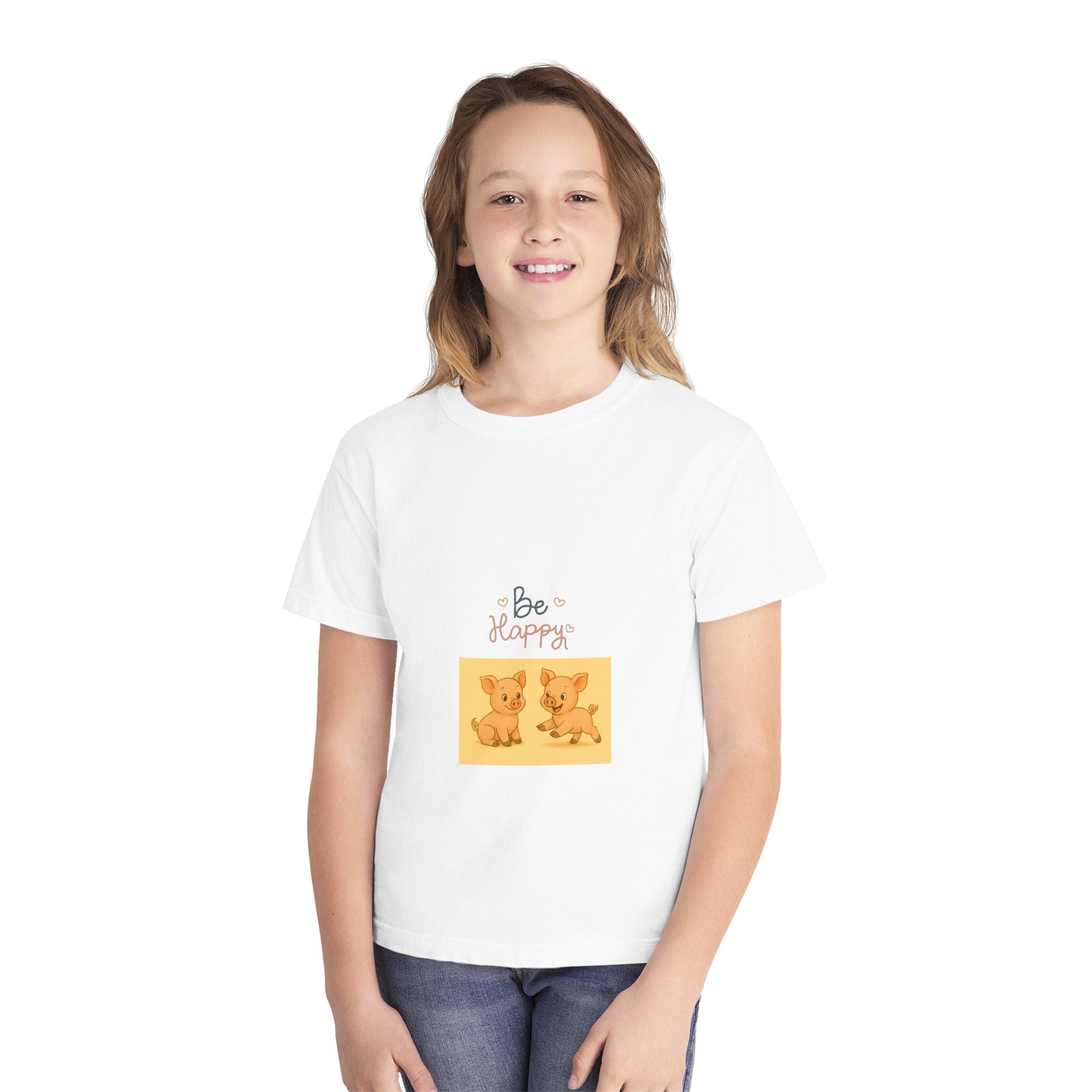 Youth Tee with Adorable Design - Be Happy, Cute Kids T-Shirt, Fun Gift for Birthdays, Casual Wear, Playtime, Animal Lovers