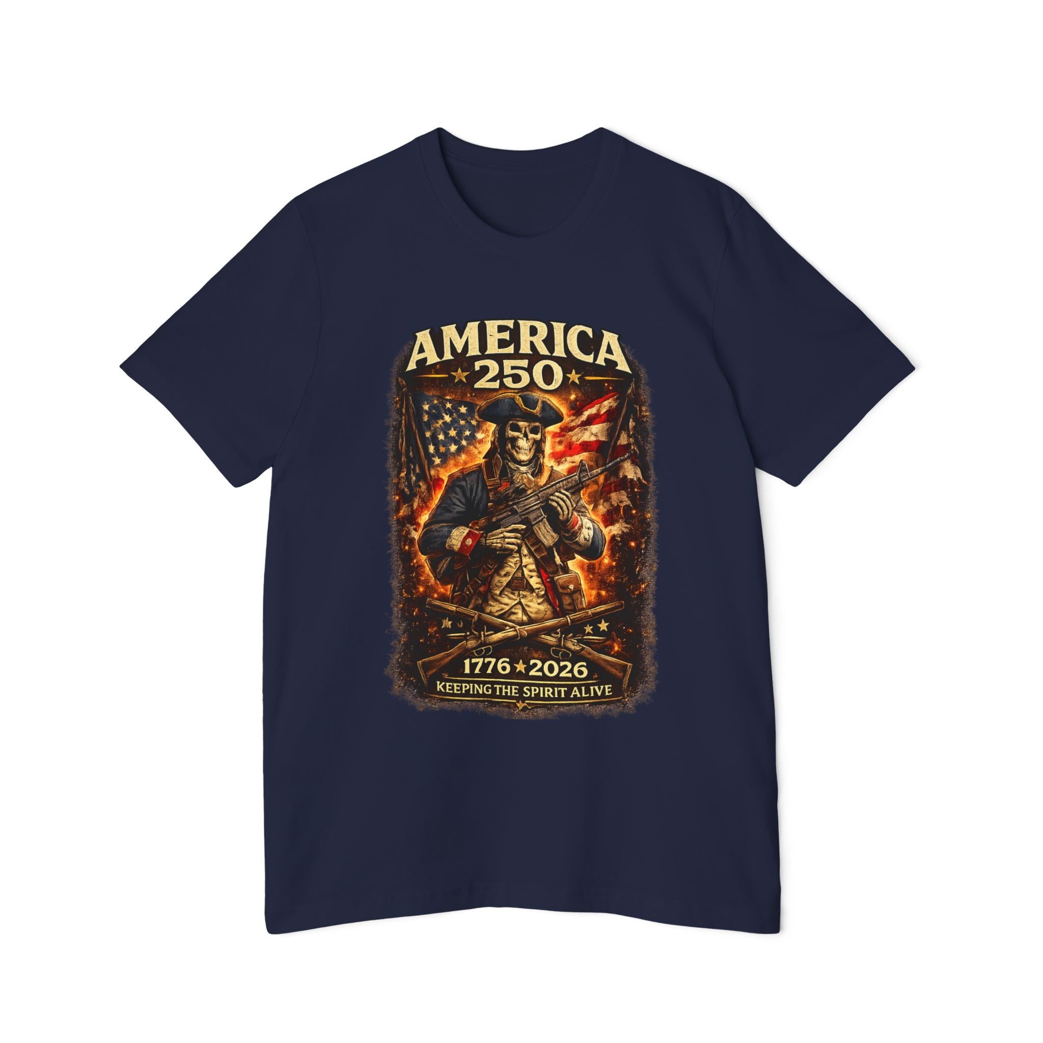 America 250 T-Shirt - 1776-2026 Patriotic Skeleton Flag Tee