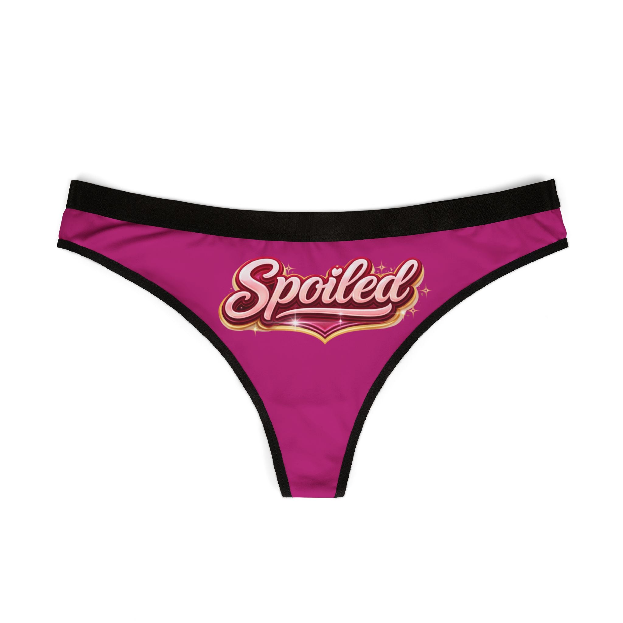 Spoiled Script Women's Thong — Pink Statement Lingerie
