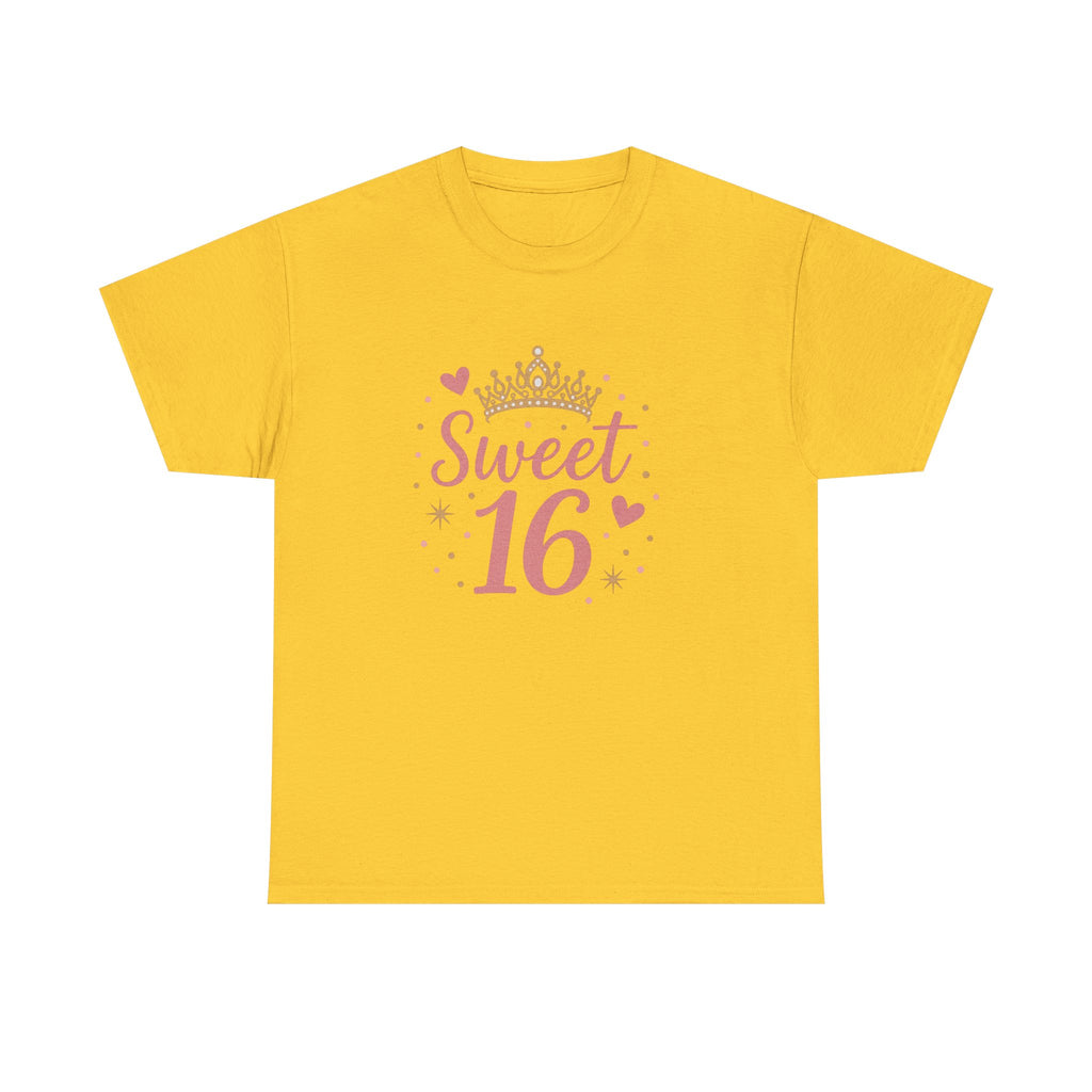 Sweet 16 Pink Crown T-Shirt — Sixteenth Birthday Celebration Tee