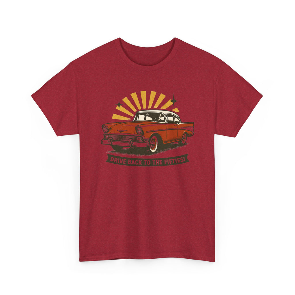 1950s Classic Car Tee "Drive Back to the Fifties" Retro Vintage Auto Shirt  Trendy TShirt