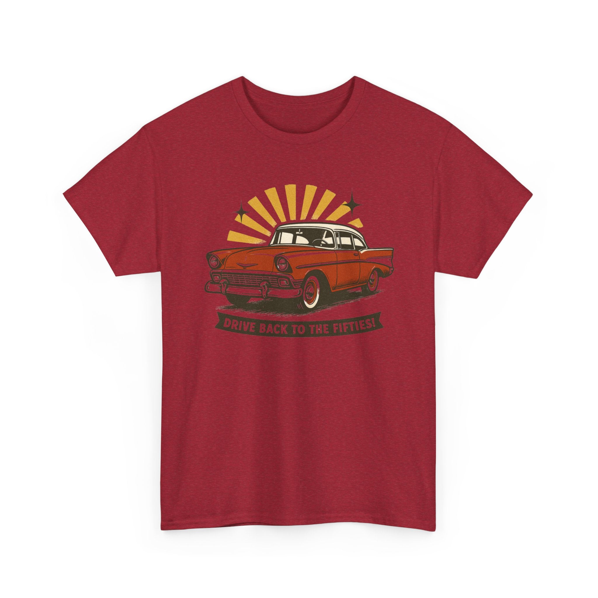 1950s Classic Car Tee "Drive Back to the Fifties" Retro Vintage Auto Shirt  Trendy TShirt