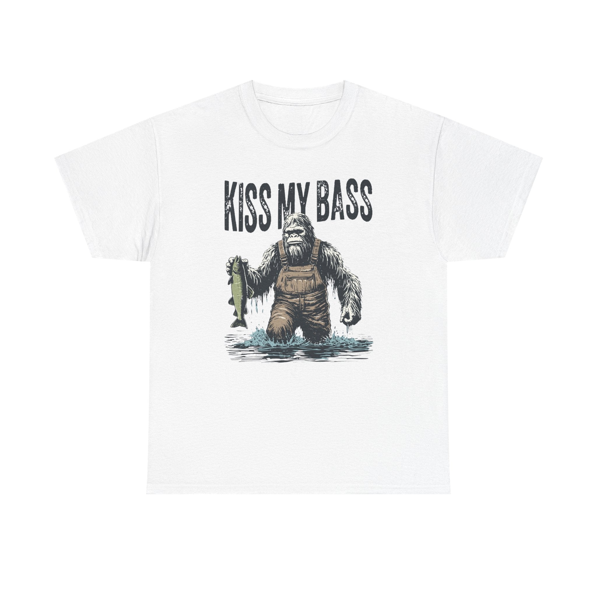 Kiss My Bass Bass Fishing T-Shirt — Funny Bigfoot Fisherman Graphic Tee