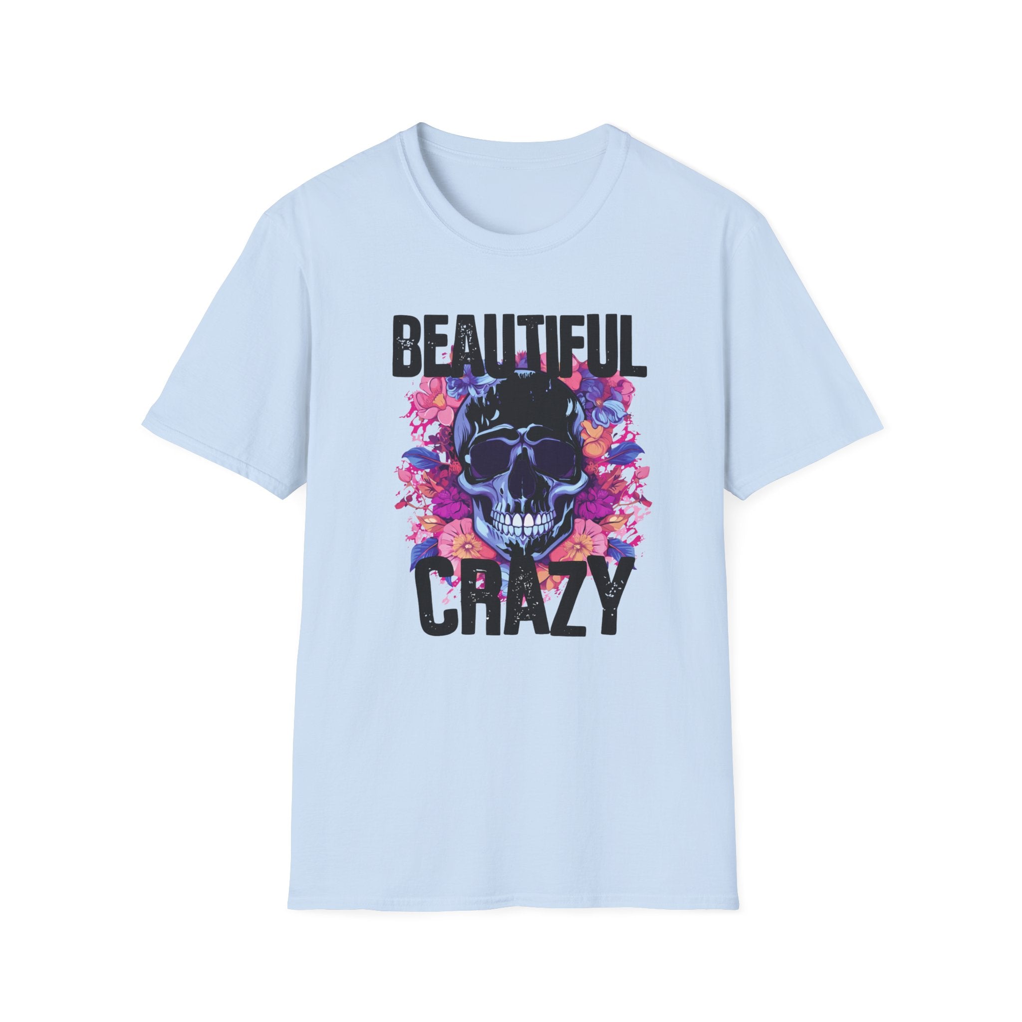 Floral Skull Graphic Tee — Beautiful Crazy Skull T-Shirt