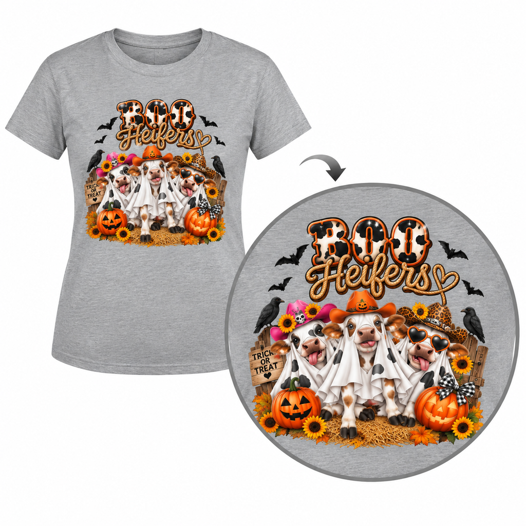Boo Heifers Ghost Cow Halloween Women’s T-Shirt