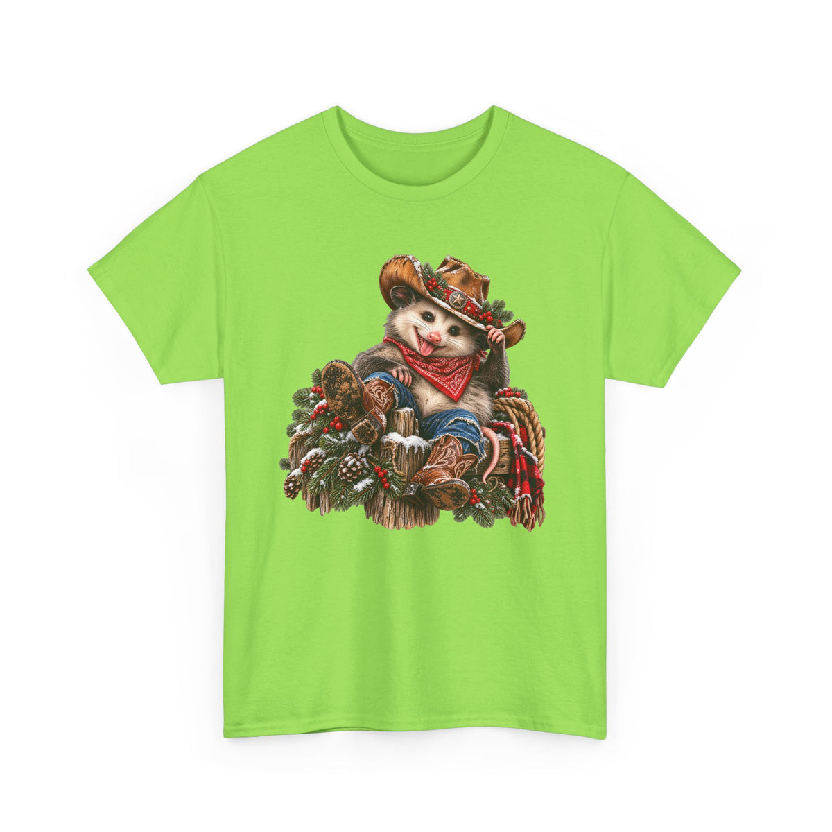 Pete the Possum Women’s Classic Christmas Tee – Western Cowgirl Holiday Shirt