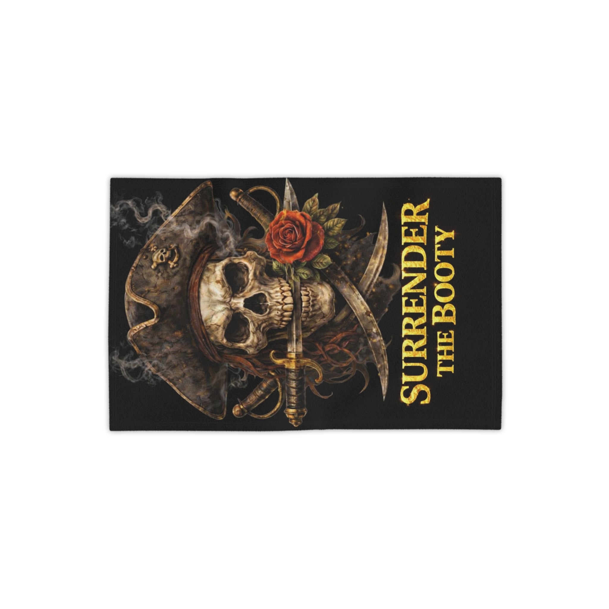 Pirate Skull Beach Towel — "Surrender the Booty" Nautical Pirate Decor