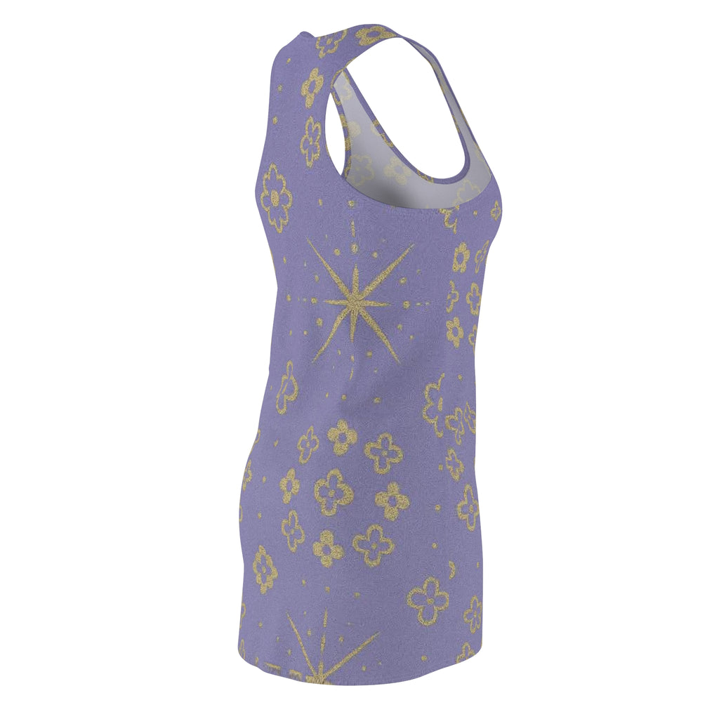 Lavender Gold Starburst Racerback Dress — Floral All-Over Print