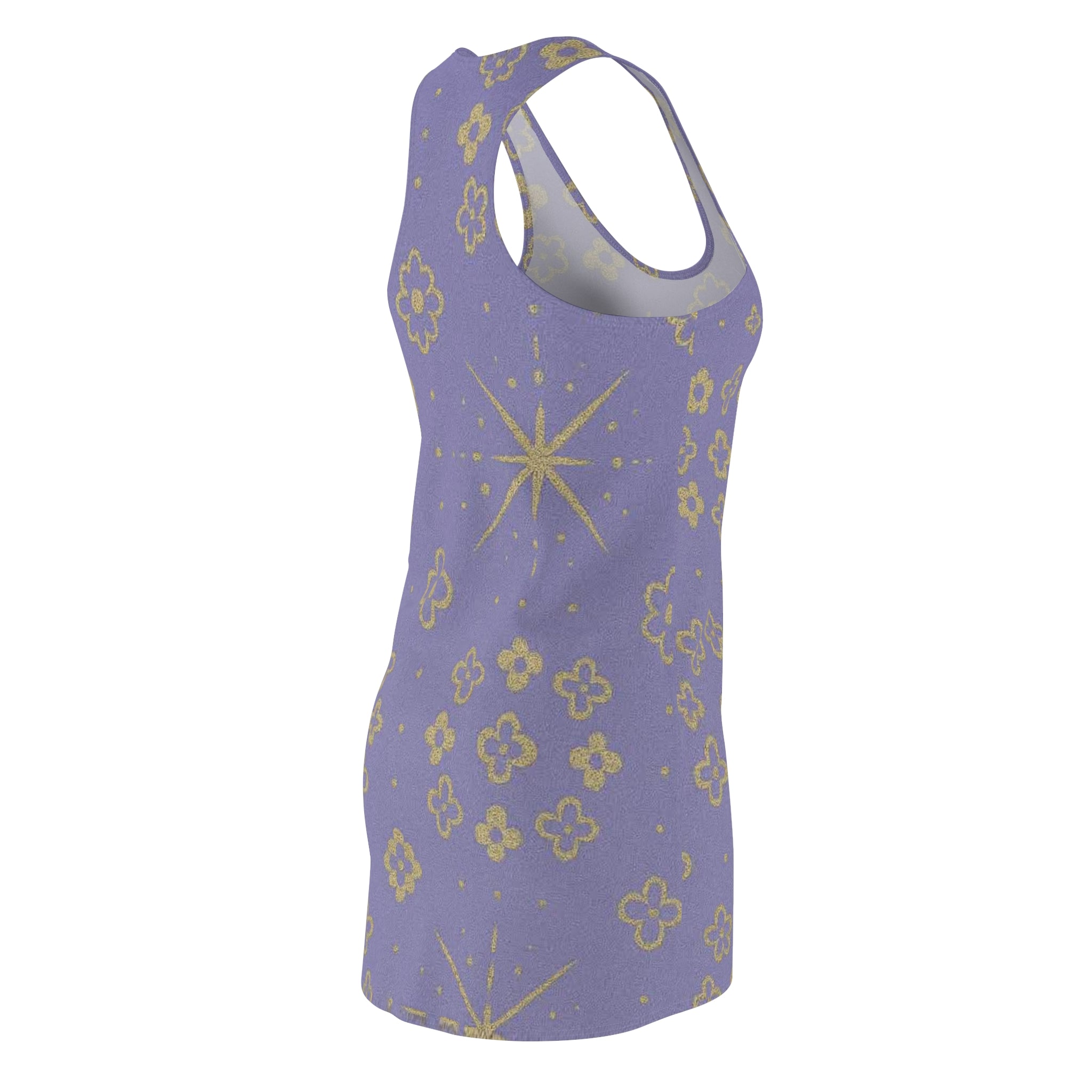 Lavender Gold Starburst Racerback Dress — Floral All-Over Print