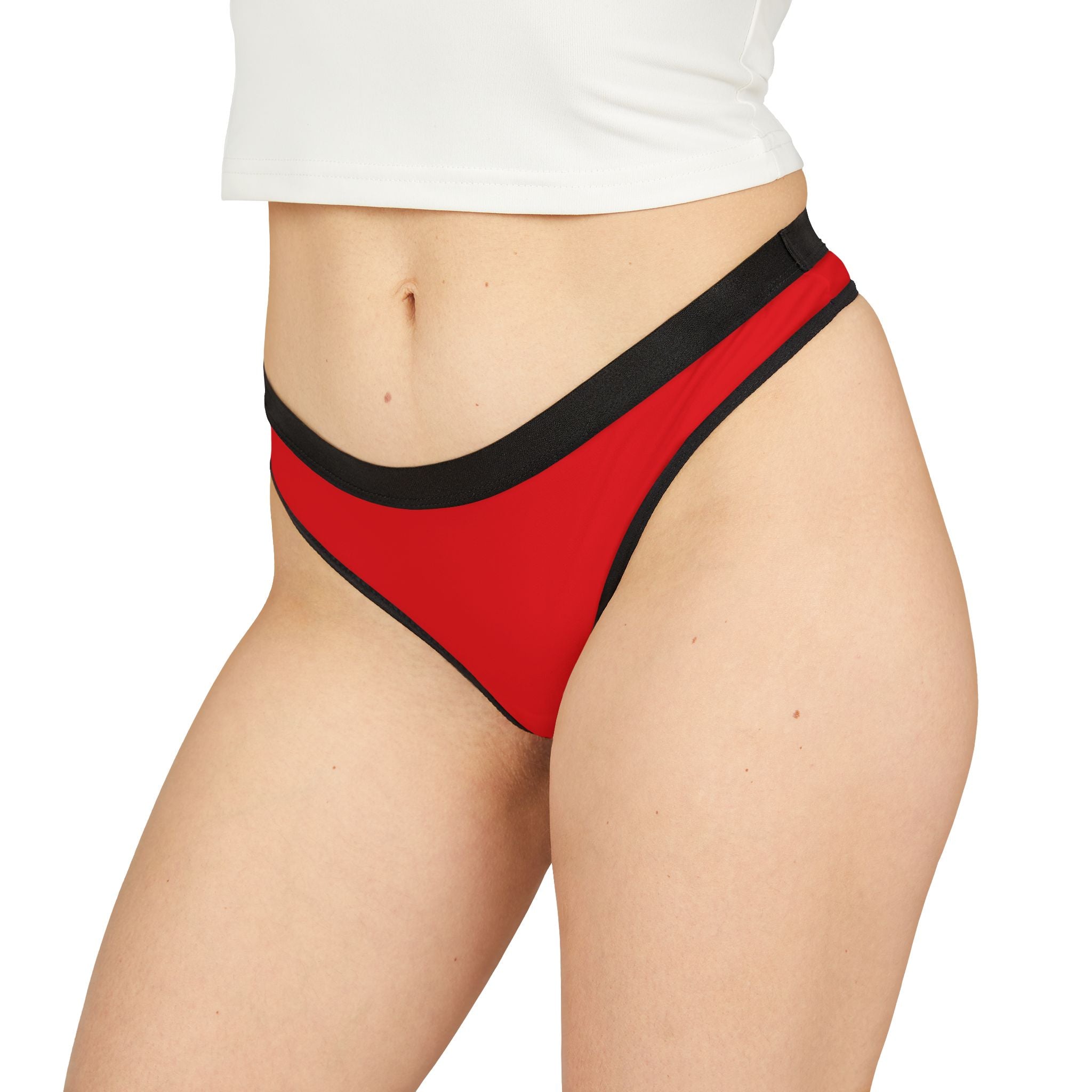 Personalized Red & Black Seam Trim Women's Thong – Comfortable Everyday Lingerie