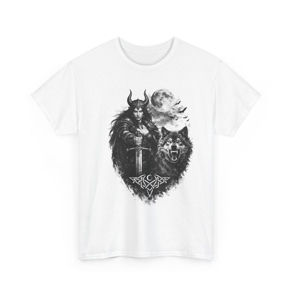 Viking Warrior & Wolf Graphic Tee — "Willow & the Wolf: Strength Wrapped in Silence"