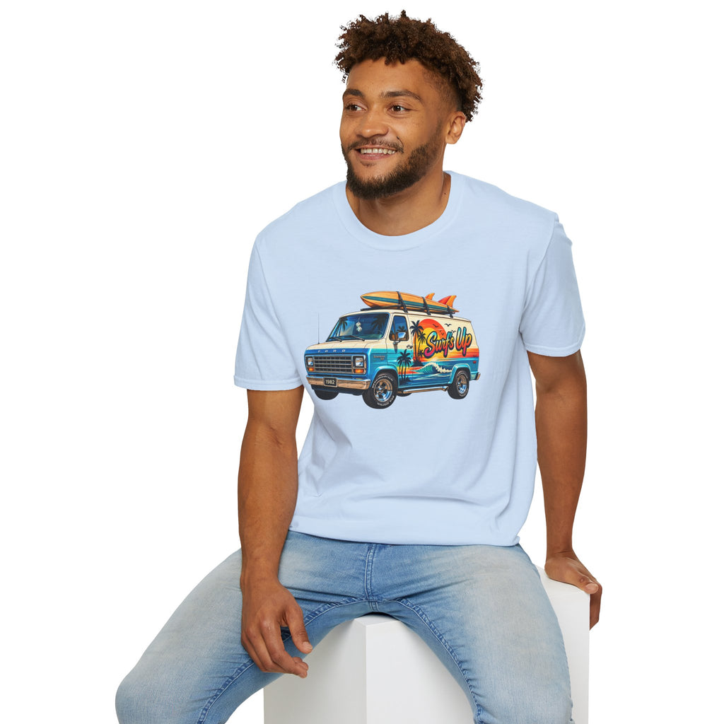 Surf Van T-Shirt — "Surf's Up" Retro Beach Van Tee