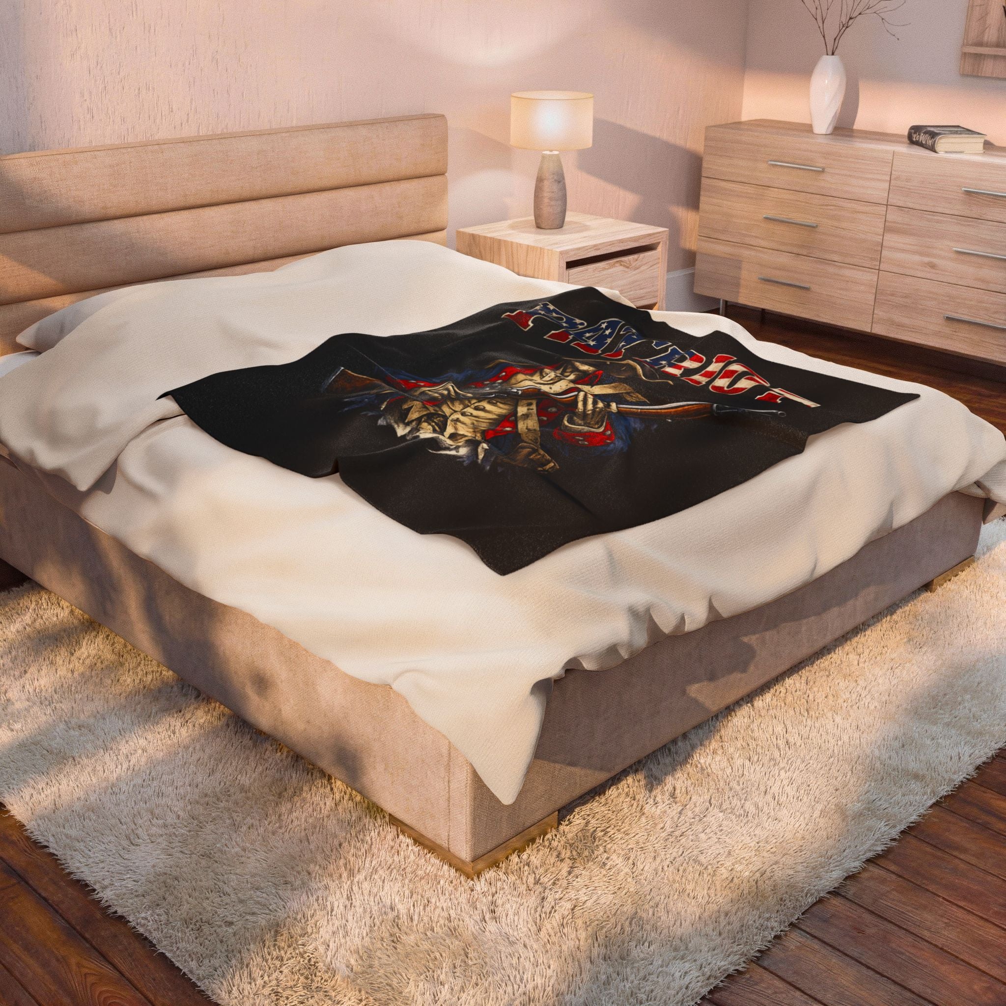 Patriot Skeleton Velveteen Plush Blanket  America 250 Collection Celebrate America's 250th Birthday