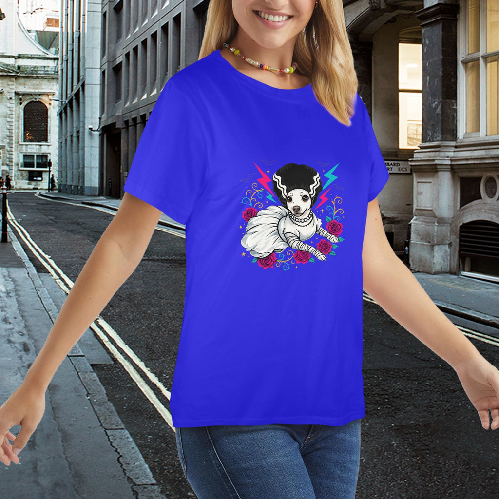 Bride of Barkenstein  Women's Graphic Tee Chihuahua Horror Character,