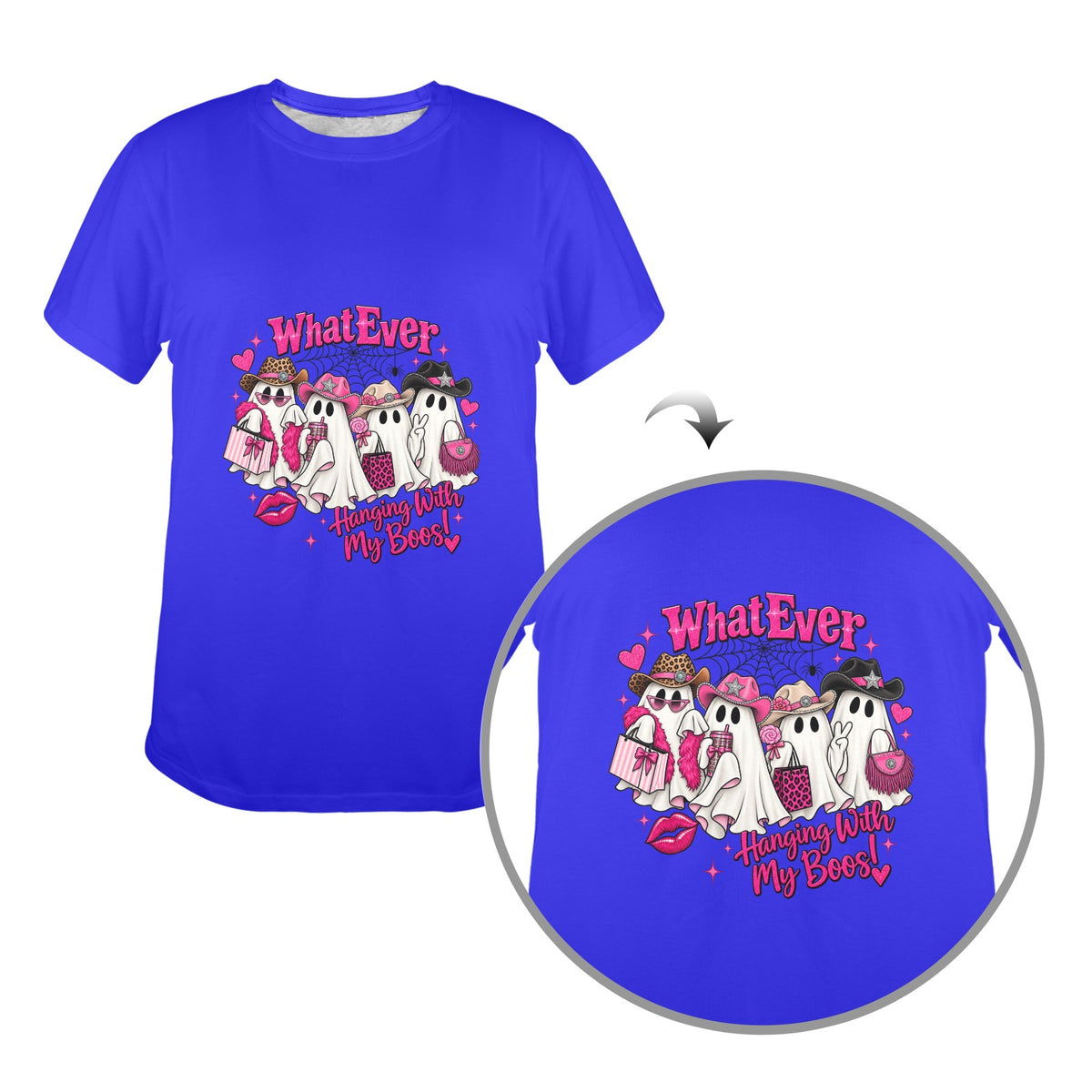Whatever Hanging With My Boos Western Ghost Women’s Halloween Tee