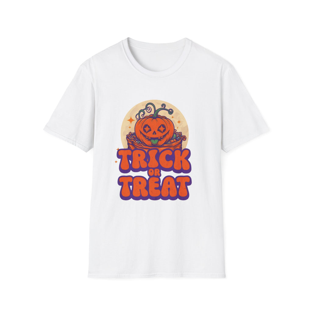Halloween Trick or Treat T-Shirt | Unisex Softstyle Tee, Fall Fashion, Costume Alternative, Halloween Party Shirt, Spooky Gifts