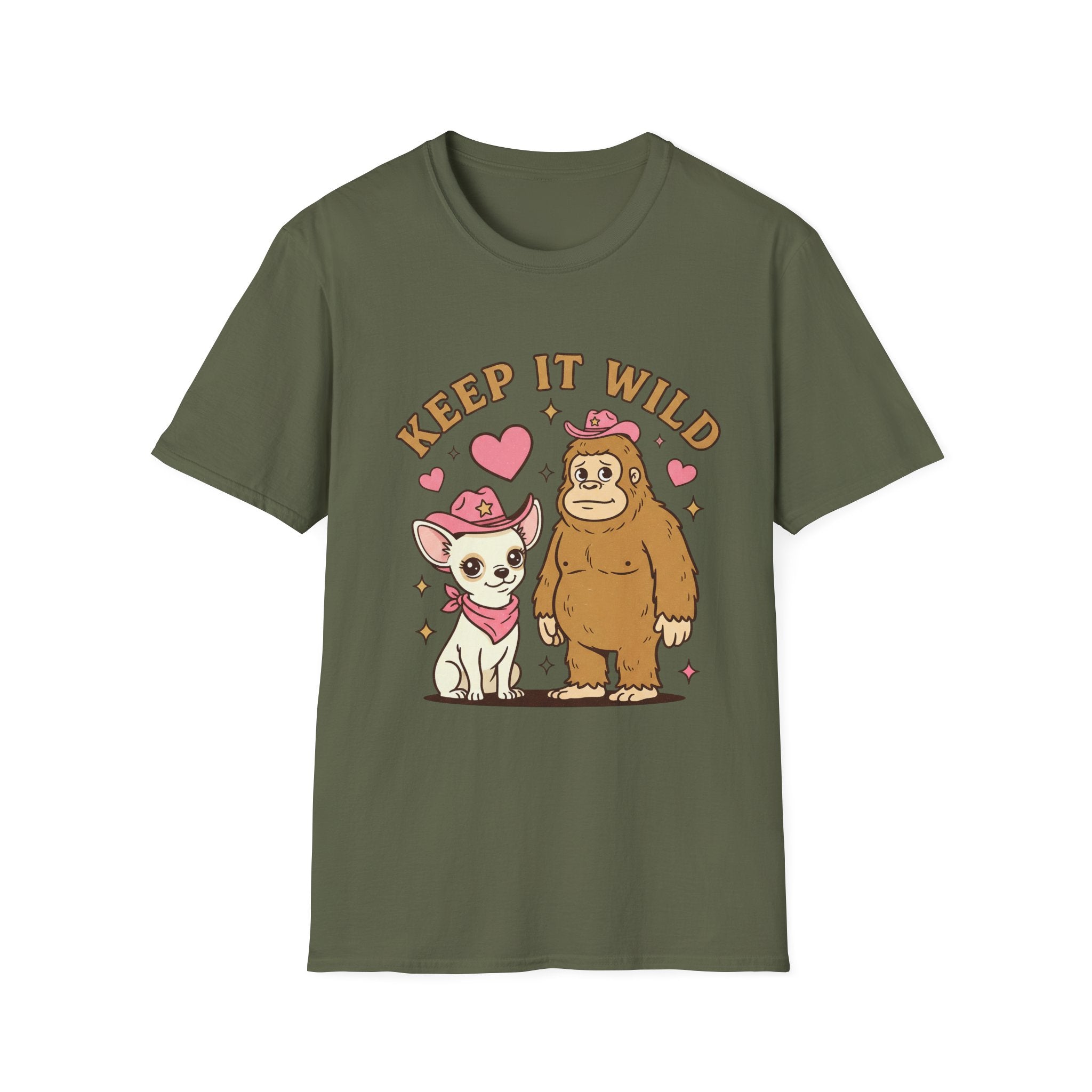 Keep It Wild T-Shirt — Cute  Coco Chihuahua & Sasquatch Graphic Tee