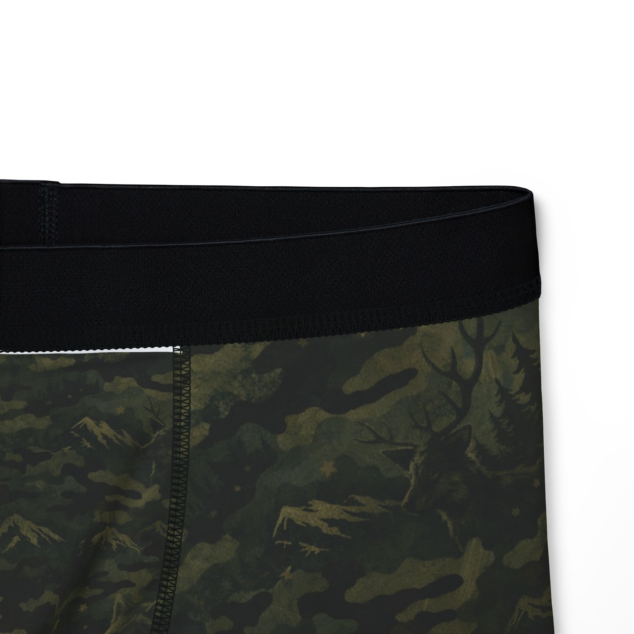 Mens Modern Woodland Camouflage Men's Boxer Shorts — Olive Camo All-Over Print