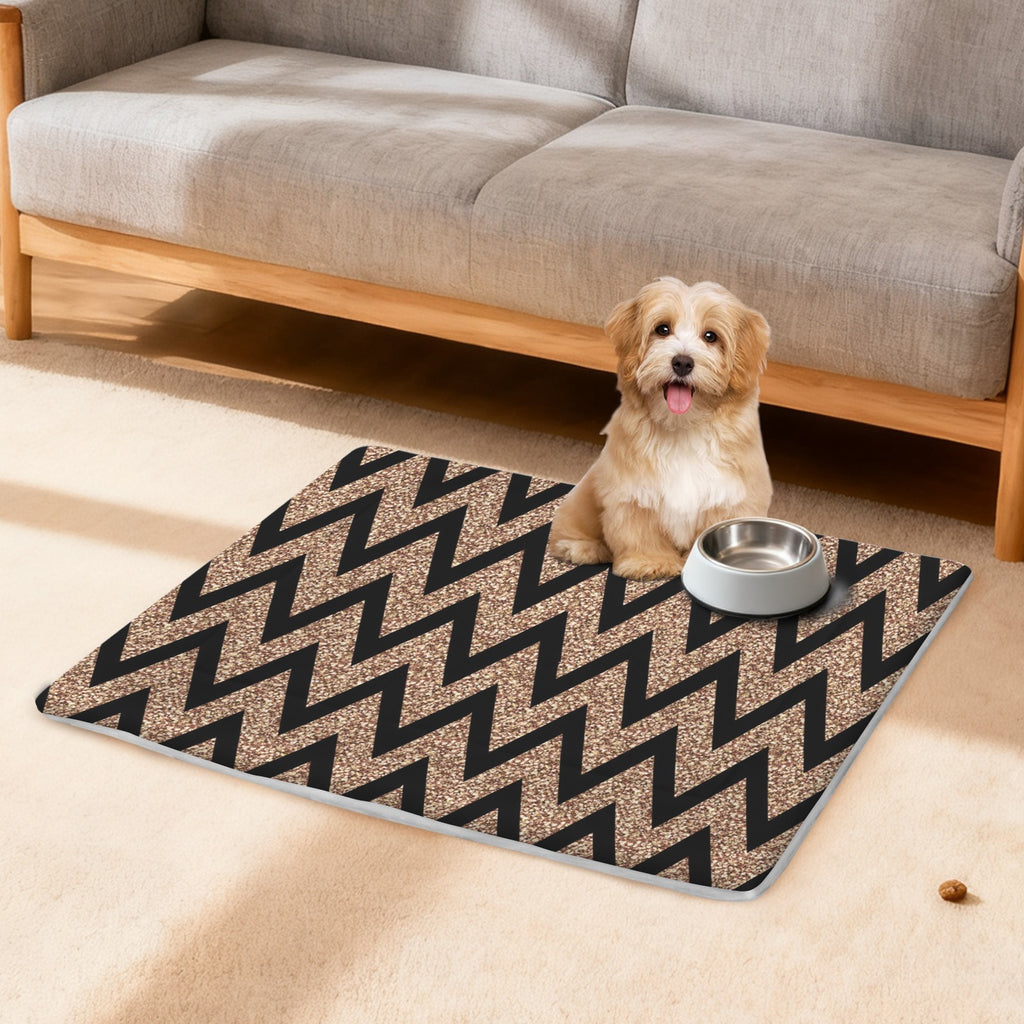 Coco's House of Fashion  Gold Glitter & Black Chevron Dog Mat