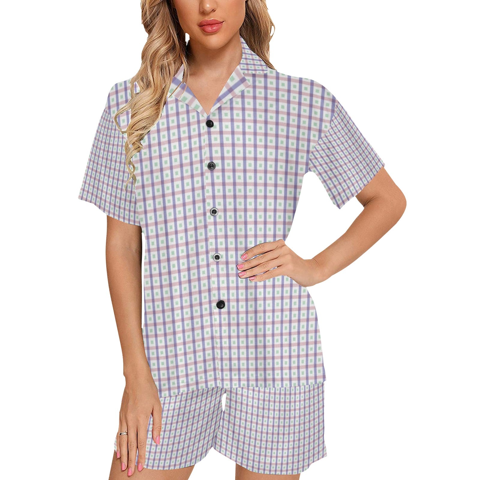 "Wolf Hill Ranch Signature Collection  "Lavender Gingham Floral Pajama Set